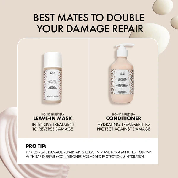 BondiBoost Rapid Repair Bond Builder+ Conditioner 300ml - Hair Repair Treatment for Damaged Hair - Salon Quality Deep Conditioning for Dry, Frizzy & Color-Treated Hair - Use After Shampoo for Smooth & Shiny Results
