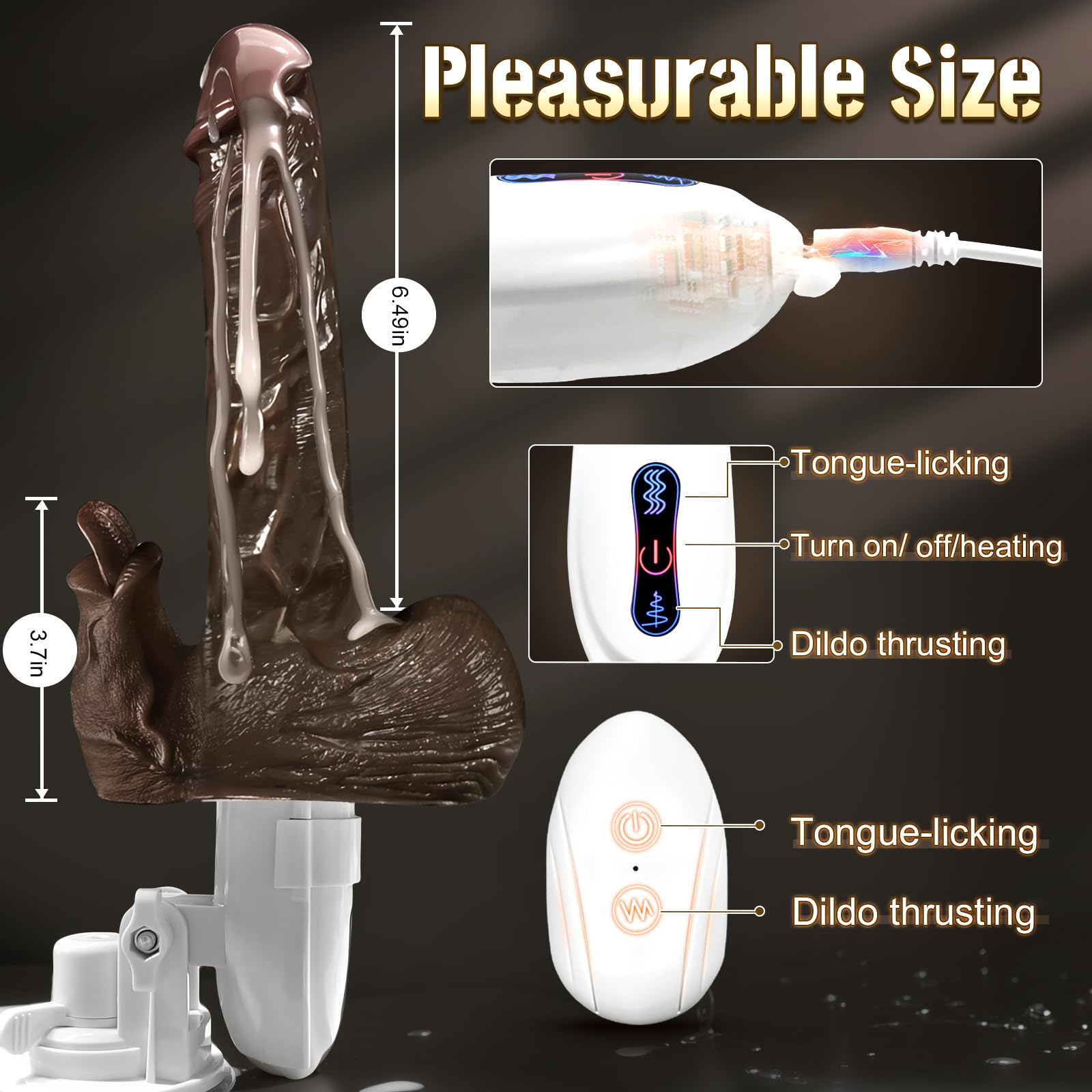 Realistic Remote Control Anal Dildo with 8 Vibrating & Thrusting Modes - Prostate Massager & G-Spot Stimulator for Men & Women - Tongue-Licking Clitoral Vibrator Sex Toy (Brown) | Perfect for Couples Play, Solo Exploration & Enhanced Intimate Experiences