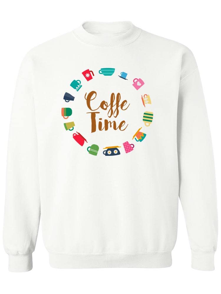 Smartprints Coffee Time Mugs Graphic Sweatshirt for Women | Cute Coffee Lover Gift | Perfect for Casual Wear, Coffee Dates & Cozy Days