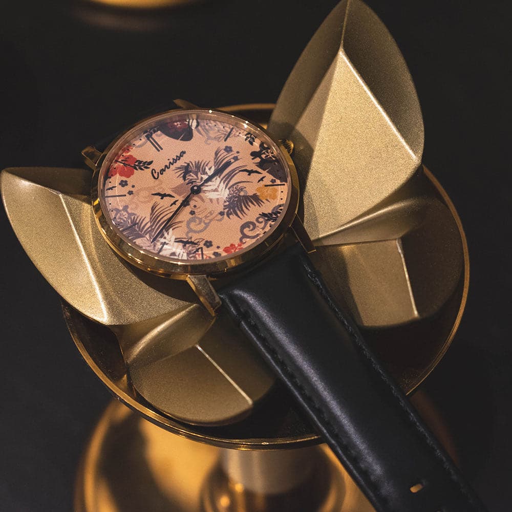 ARIES GOLD Custom Stainless Steel Watch with Nude Floral Leather Strap - Elegant Women's Wristwatch for Everyday Wear & Special Occasions