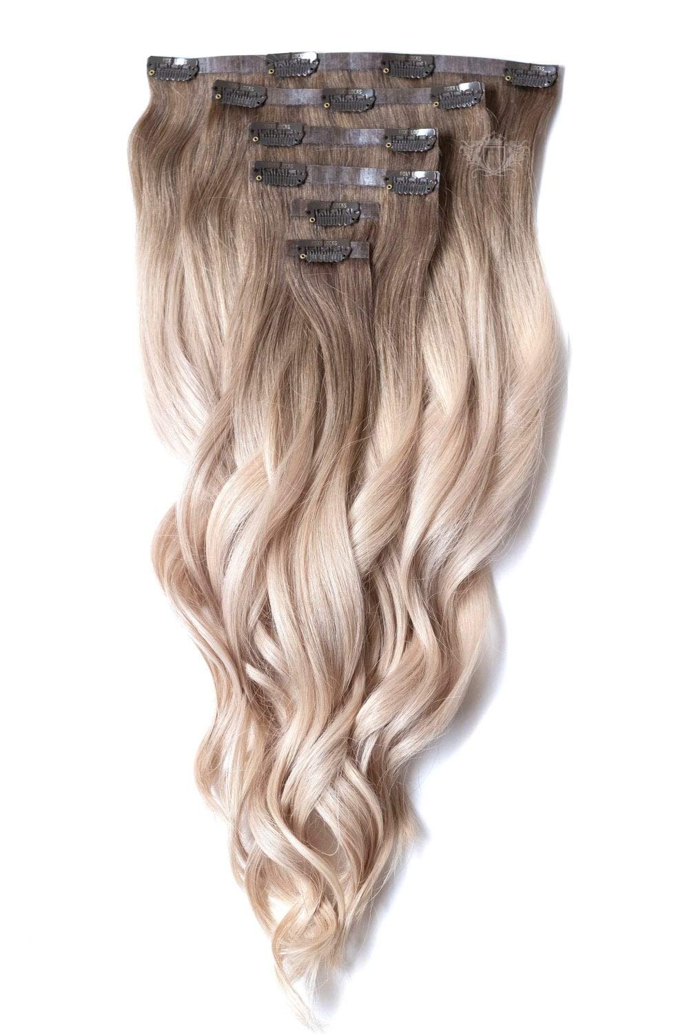 Santorini Blonde - 20 Inch Premium Clip-In Human Hair Extensions (200g) | Seamless & Natural Look | Perfect for Volume, Length & Styling | Great for Parties, Weddings & Everyday Wear