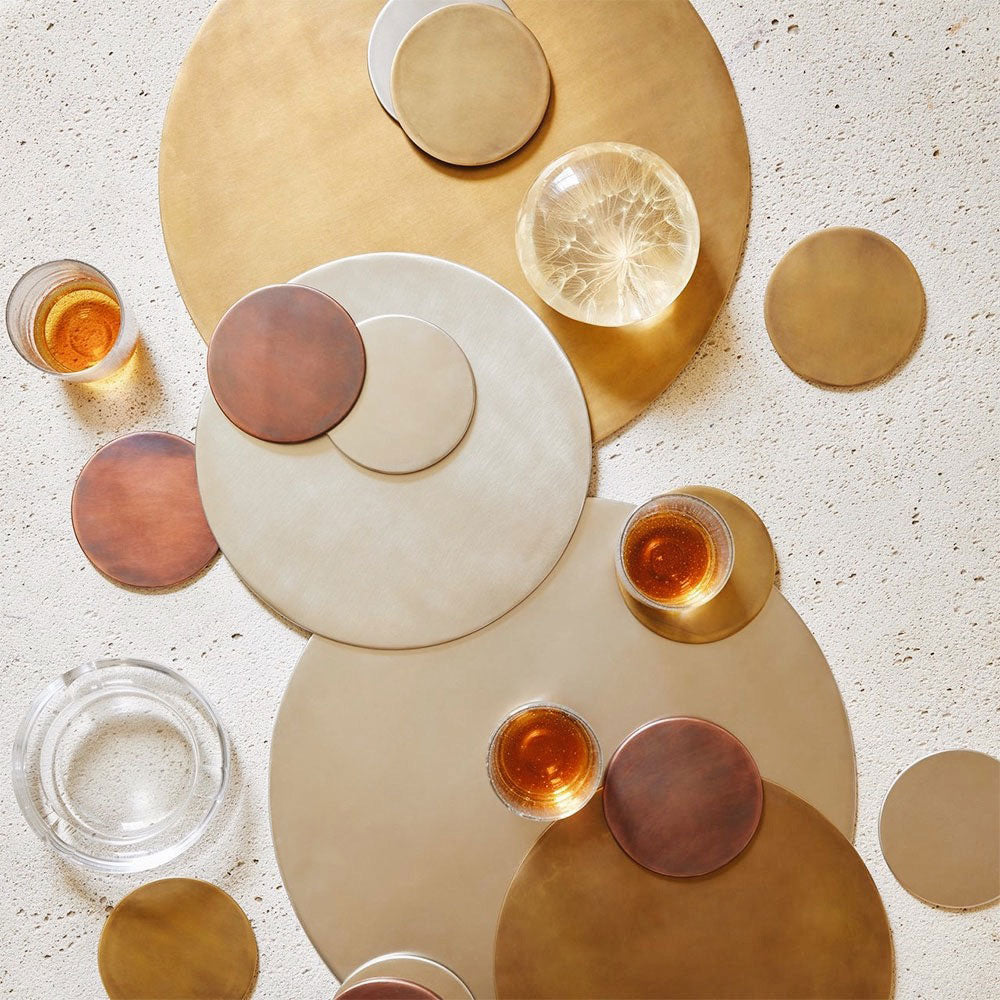 Premium Nickel Plated Coaster Set of 6 - Rustproof Drink Coasters for Coffee, Wine & Beer - Elegant Home Bar & Dining Table Accessories