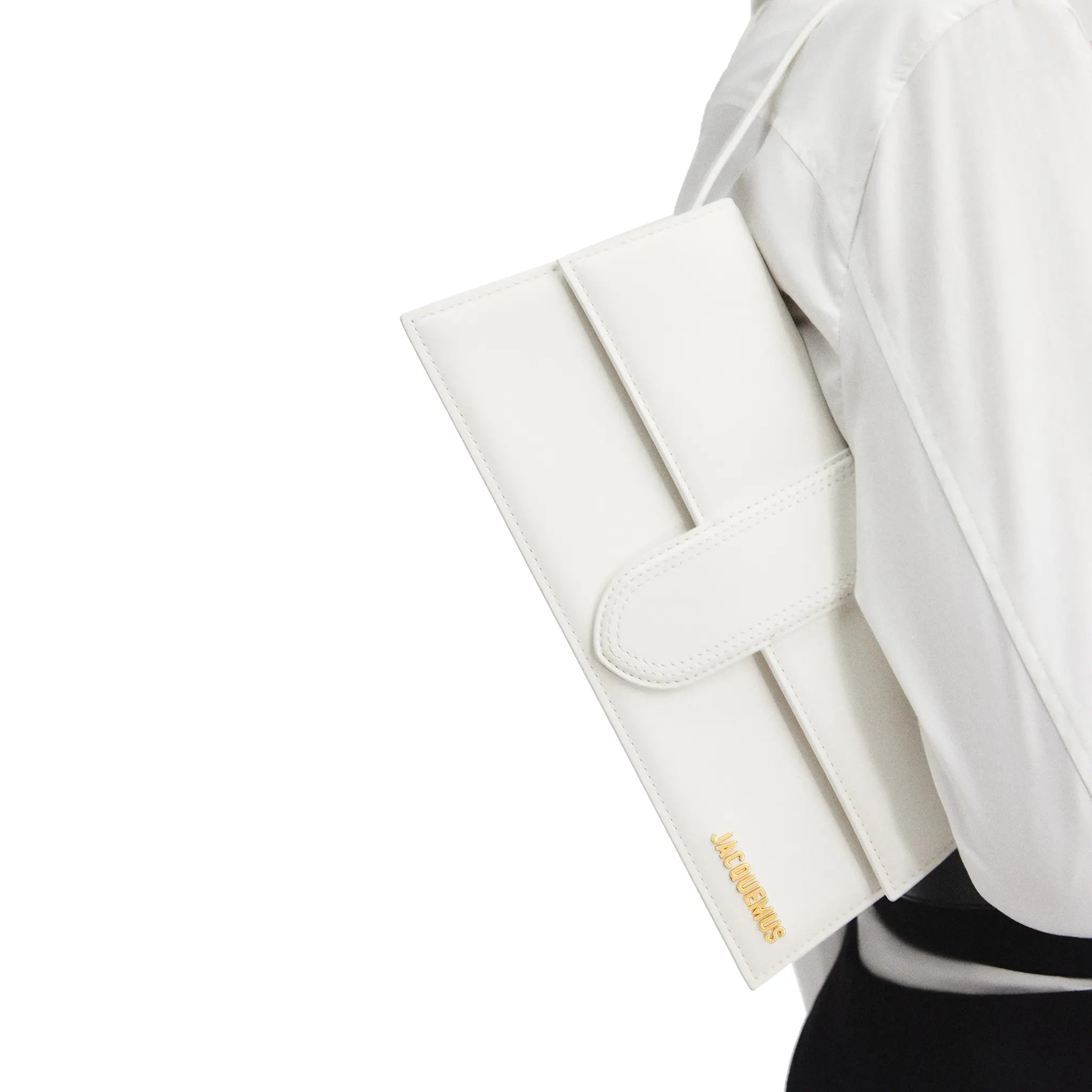 Jacquemus Le Bambino Long Flap White Leather Shoulder Bag for Women | Designer Crossbody Purse | Perfect for Date Night, Travel & Everyday Use