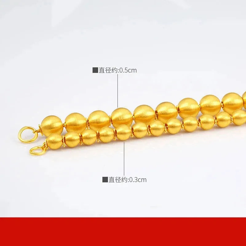 24K Pure Gold Bracelet - 999 Solid Real Gold Bangle with Smooth Beads, Elegant & Trendy Classic Jewelry for Women | Perfect for Gifts, Parties, and Everyday Luxury Wear