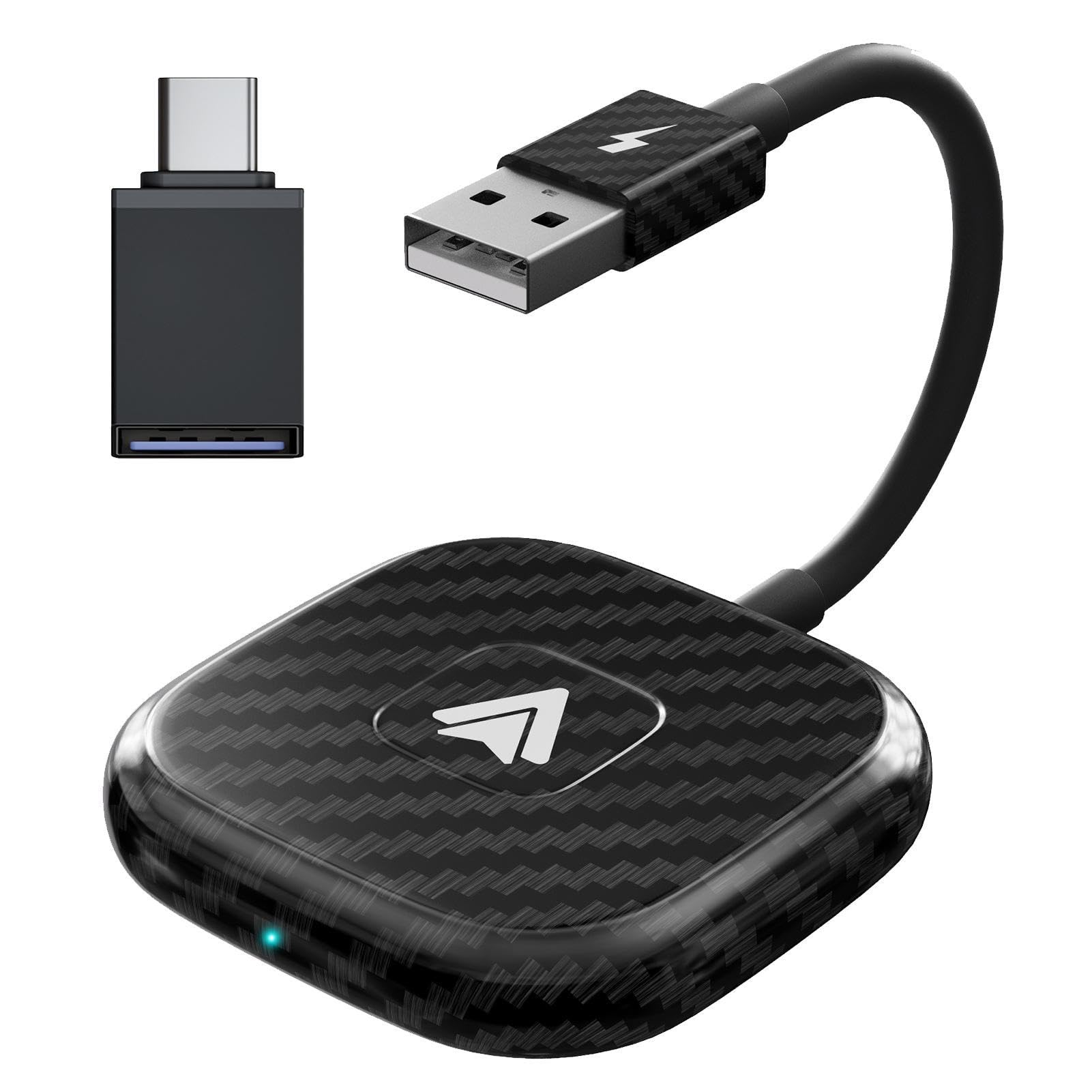 Wireless Car Adapter for iPhone & Android - Fast Transmission USB to Wireless Module - Mirror Phone to Car Screen for Navigation, Music & Calls