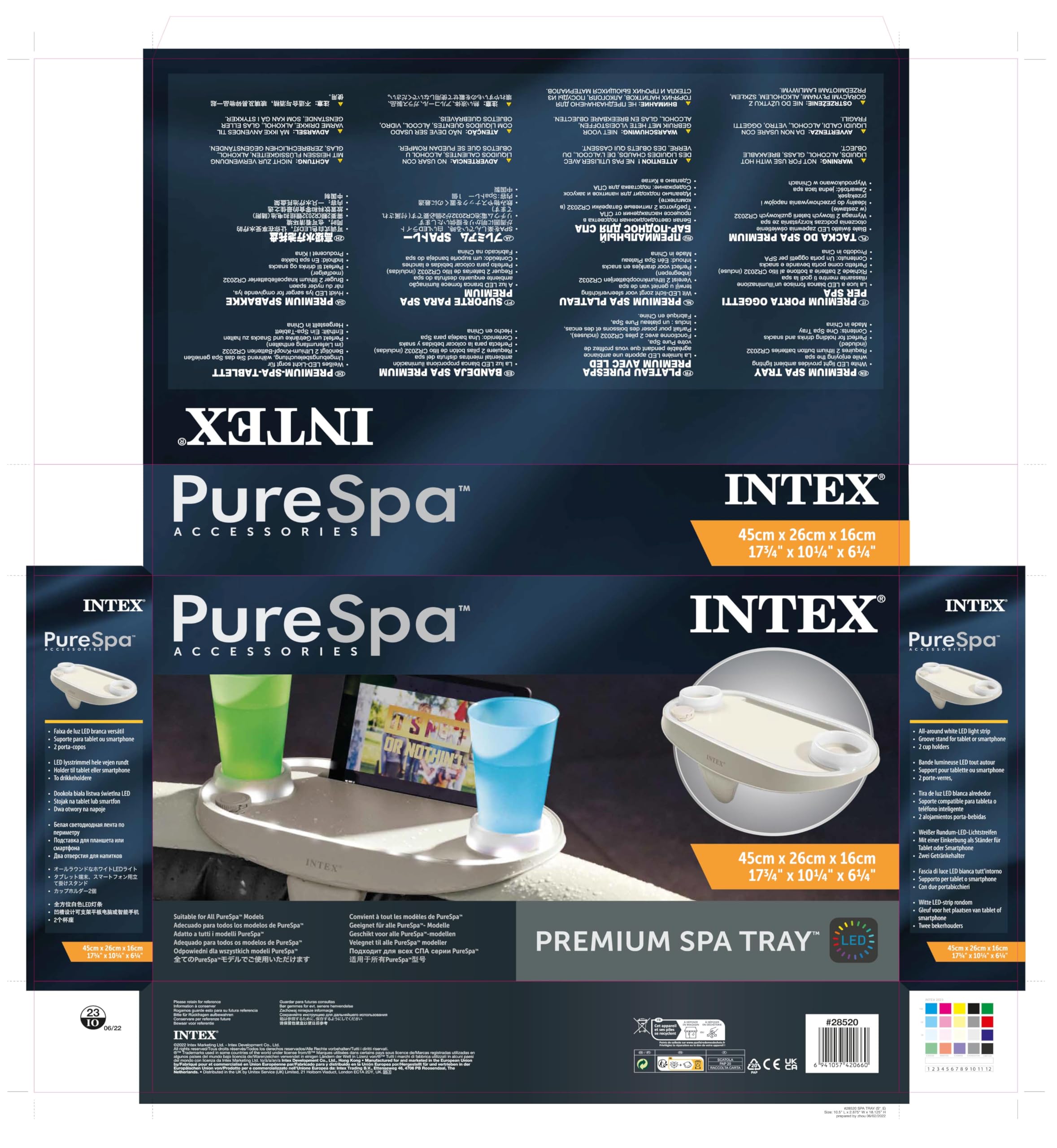 Intex Spa Tray with LED Light for Relaxing Bath Time