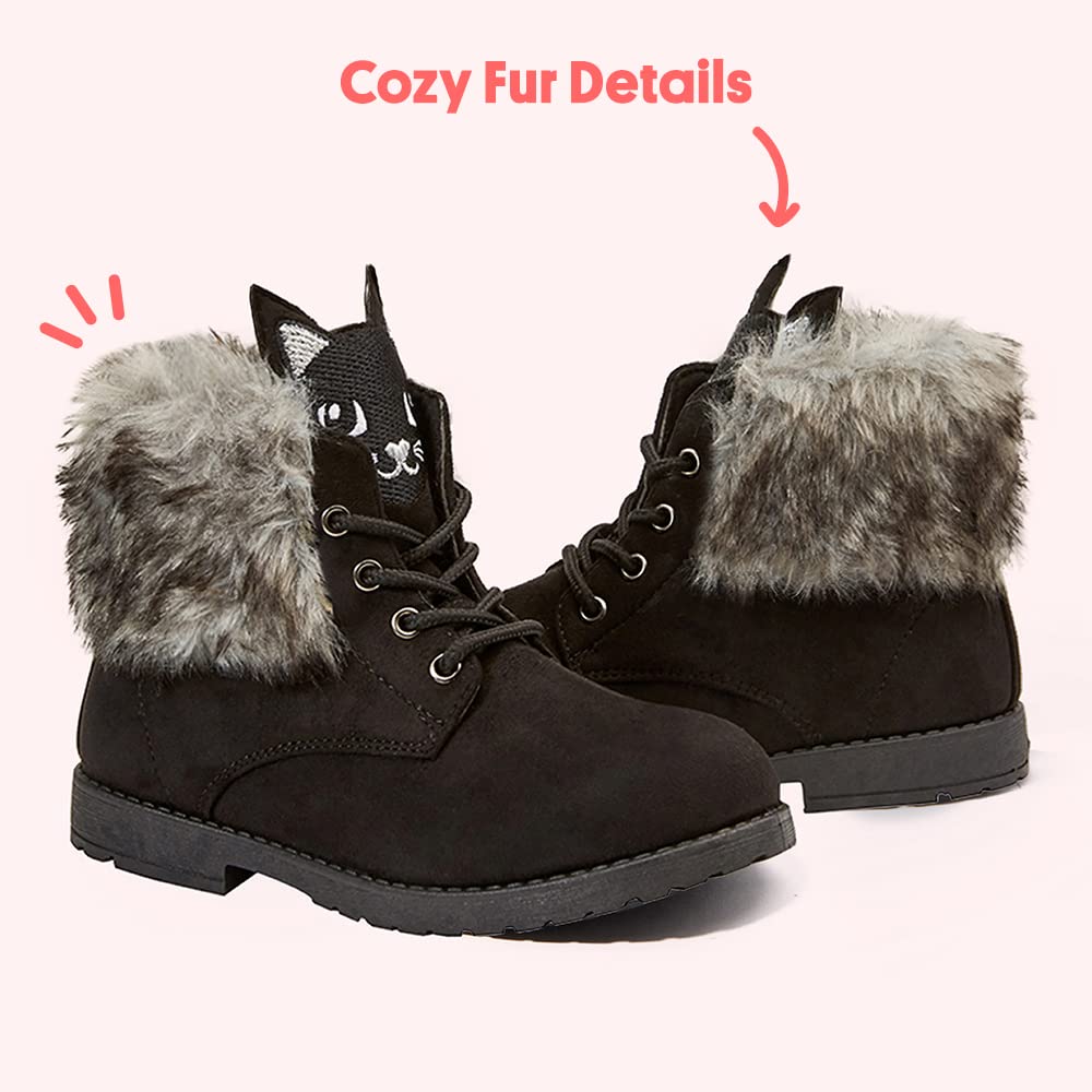**FabKids Girls Fashion Ankle Boots - Cute Combat Boots with Lace-Up Design, Non-Slip Sole for Toddler, Little & Big Kids - Perfect for School, Playdates & Outdoor Adventures**
