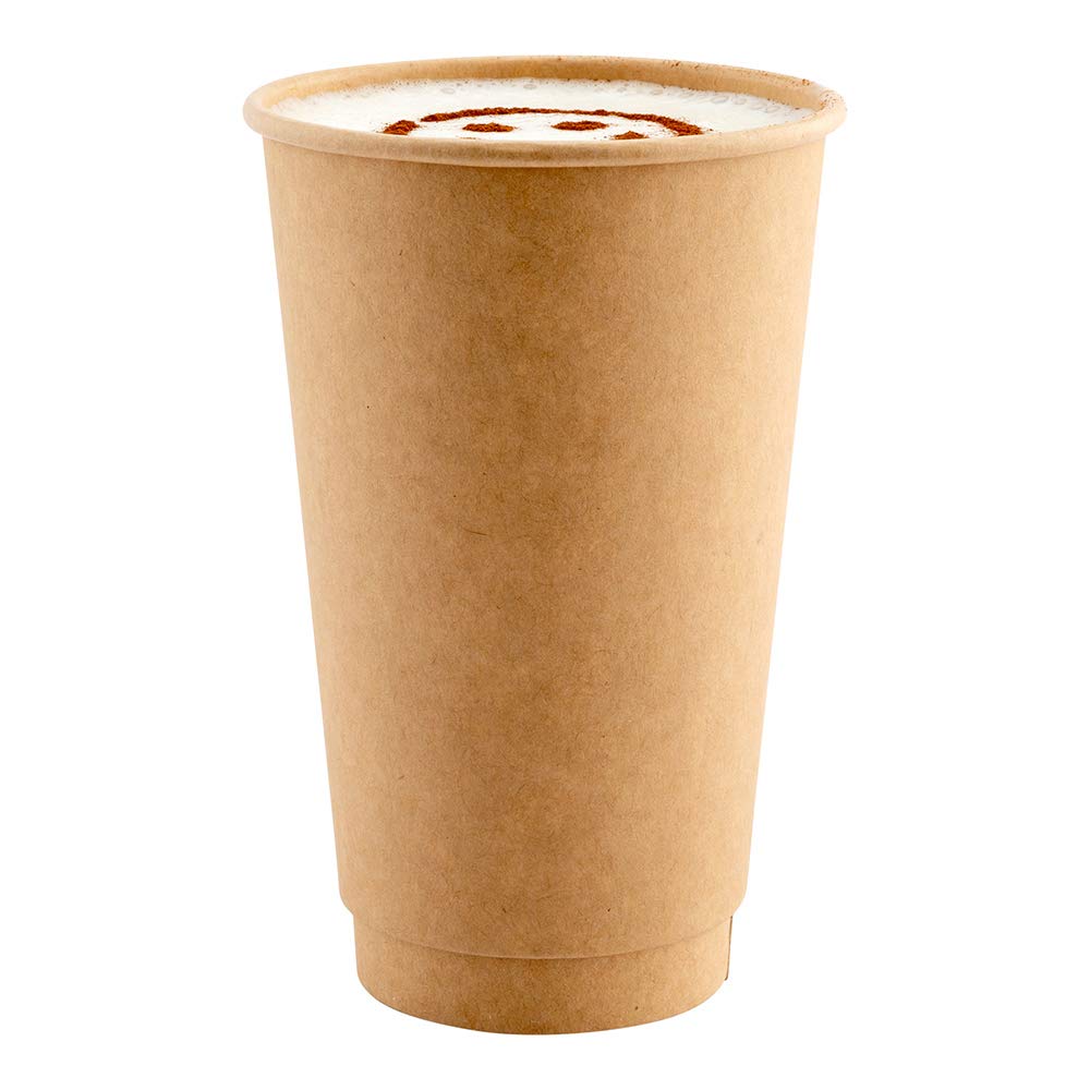 20oz Insulated Double Wall Kraft Paper Coffee Cups - 250 Pack, Leakproof & Eco-Friendly Disposable Hot Beverage Cups for Coffee, Tea, Hot Chocolate - Perfect for Cafes, Offices, and Events (Lids Sold Separately)