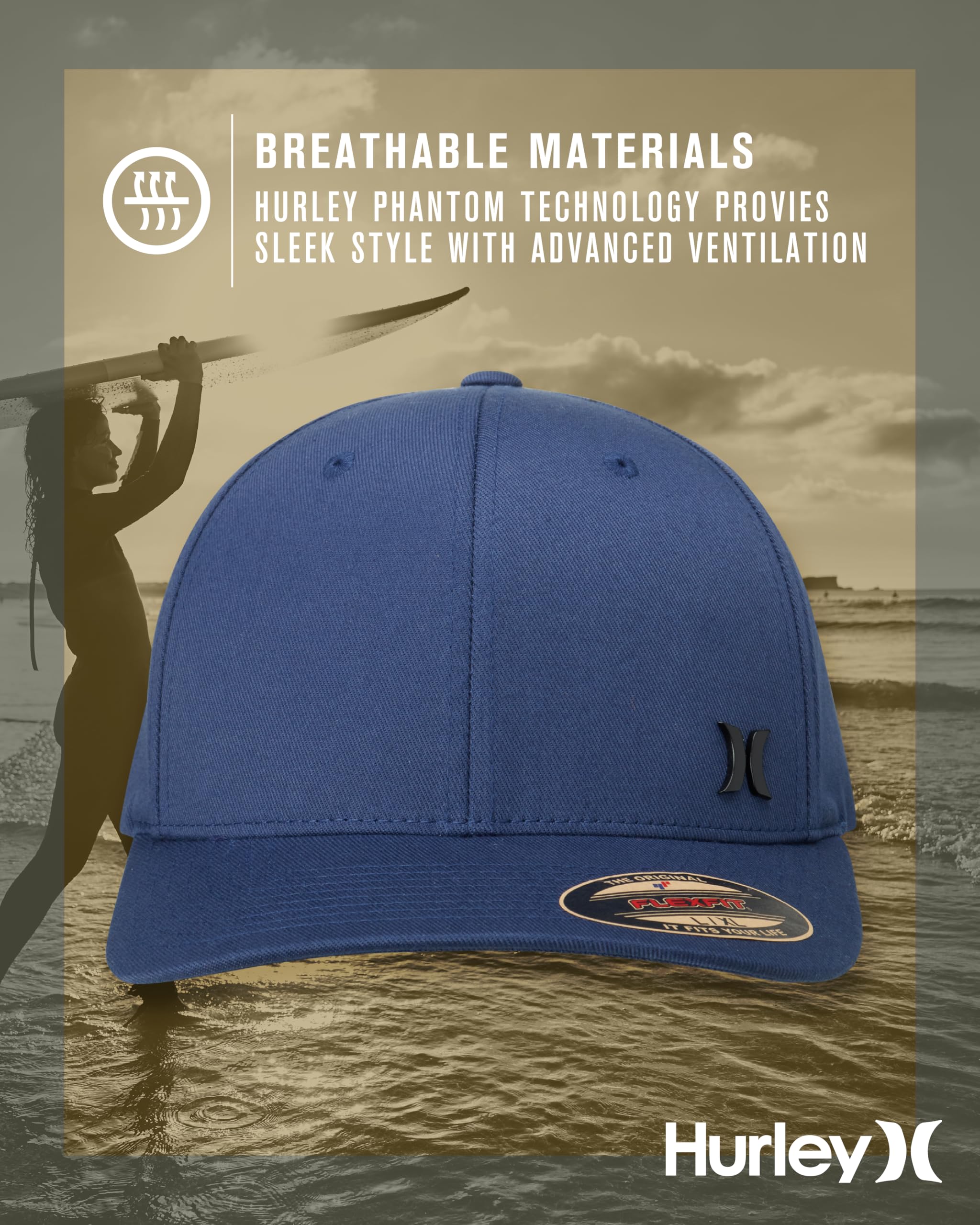 Hurley Men's Baseball Cap - Iron Corp Fitted Hat for Men | Adjustable & Stylish Sports Hat for Baseball, Running, Outdoor Activities