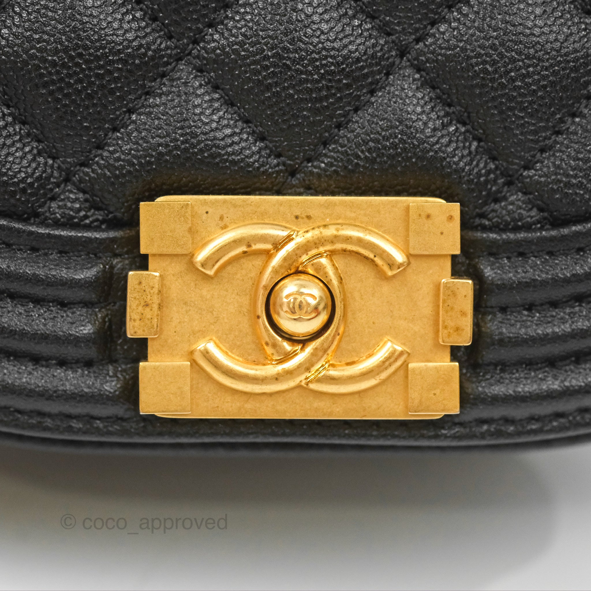 Chanel Boy Messenger Bag Black Caviar Leather with Aged Gold Hardware - Luxury Crossbody Bag for Women, Perfect for Work, Travel & Evening Events