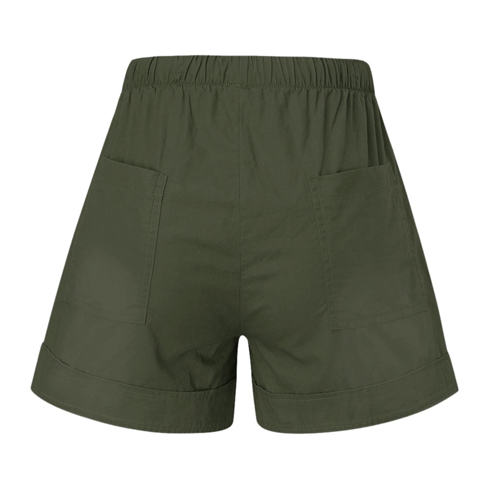 Women's Cotton Shorts with Pockets - Elastic Waist for Summer & Lounge
