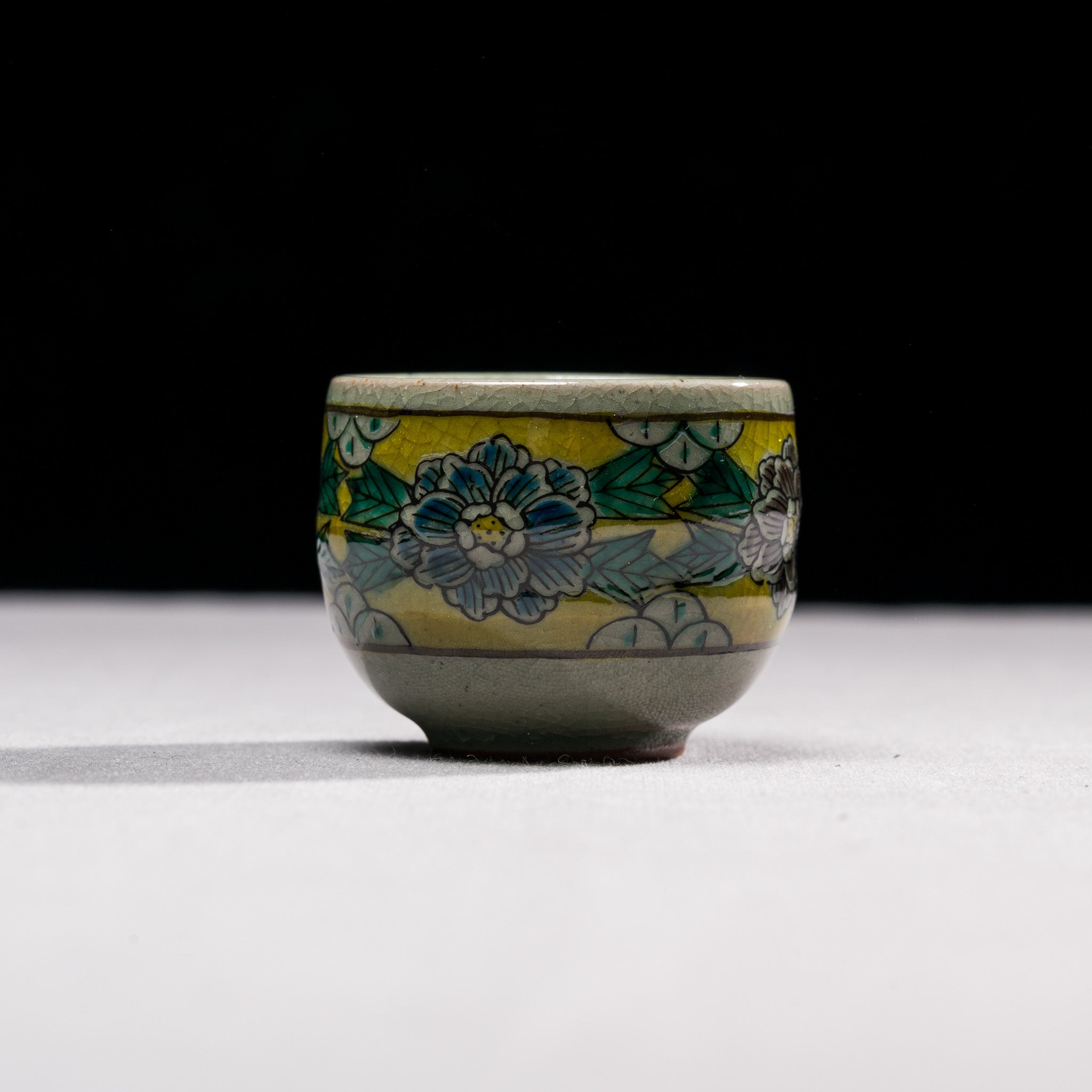 Premium Japanese Kutani Ware Sake Cup - Hand-Painted Peony Design - Authentic Ceramic Drinking Vessel for Sake, Tea or Whiskey | Perfect for Japanese Dining, Gift Giving & Collectors