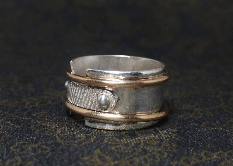 Spinner Ring for Anxiety Relief - Sterling Silver Band Ring with Spinning Mechanism - Boho & Statement Jewelry for Women - Perfect for Stress Relief, Meditation & Fashion Accessories