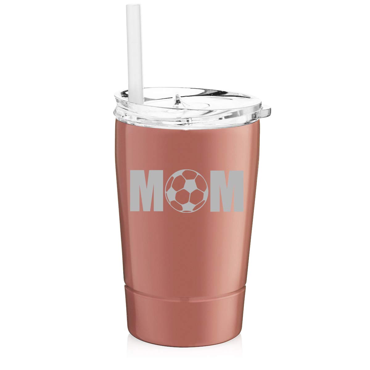 12 oz Stainless Steel Vacuum Insulated Tumbler with Straw - Double Wall Insulated Travel Coffee Mug for Hot & Cold Drinks - Rose Gold - Perfect for Moms, Soccer Games, Commuting & Outdoor Activities