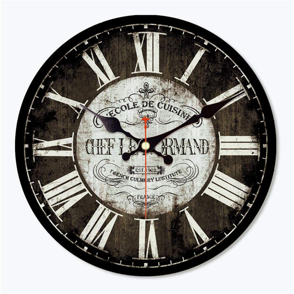 Vintage Shabby Chic Wall Clock - Rustic Round Silent Non-Ticking Kitchen Wall Watch - 6.30 Inch Home Decor for Farmhouse, Living Room & Bedroom