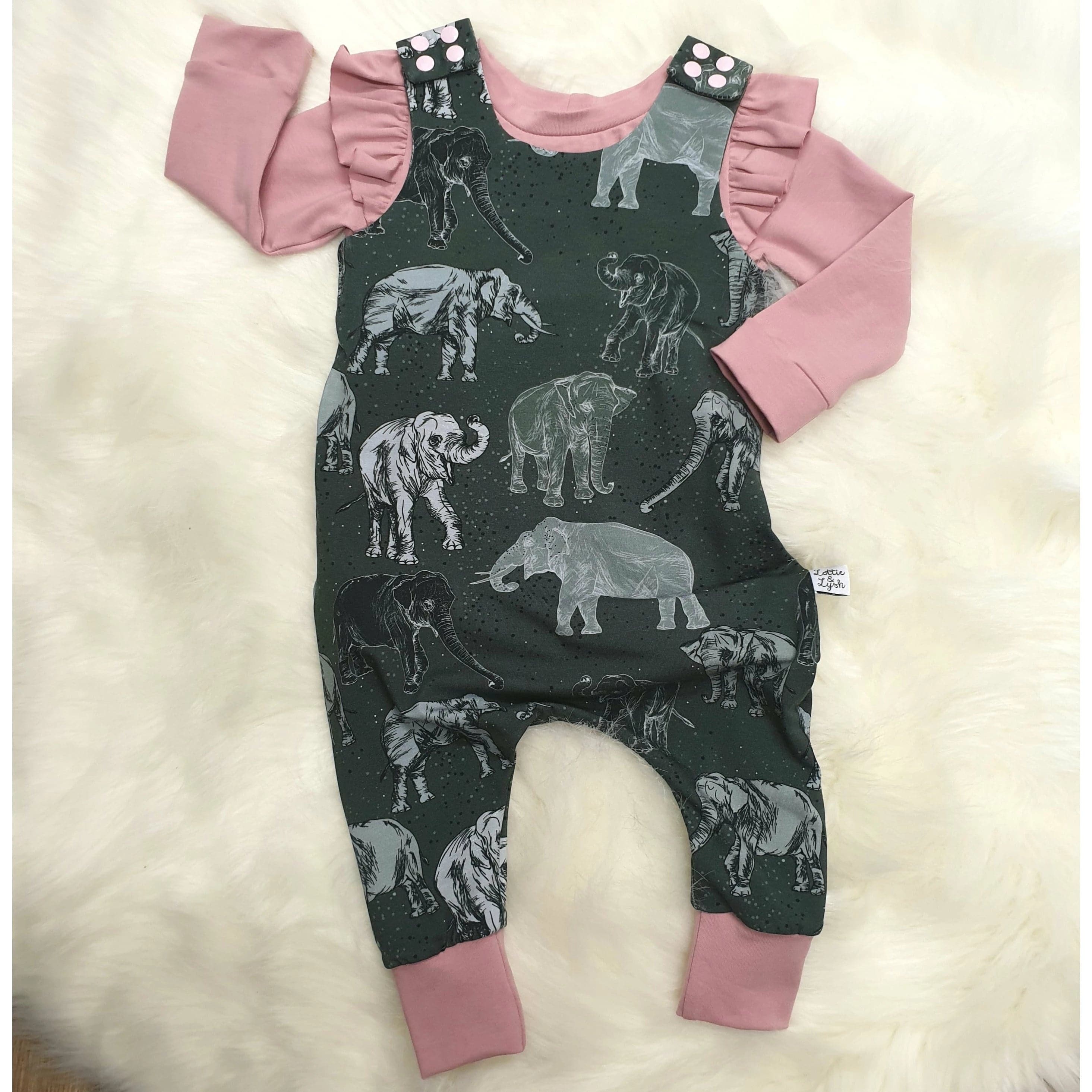 Organic Cotton Baby & Toddler Dungarees with Cute Elephant Design - Soft, Comfortable Overalls for Playtime, Daycare & Outdoor Adventures