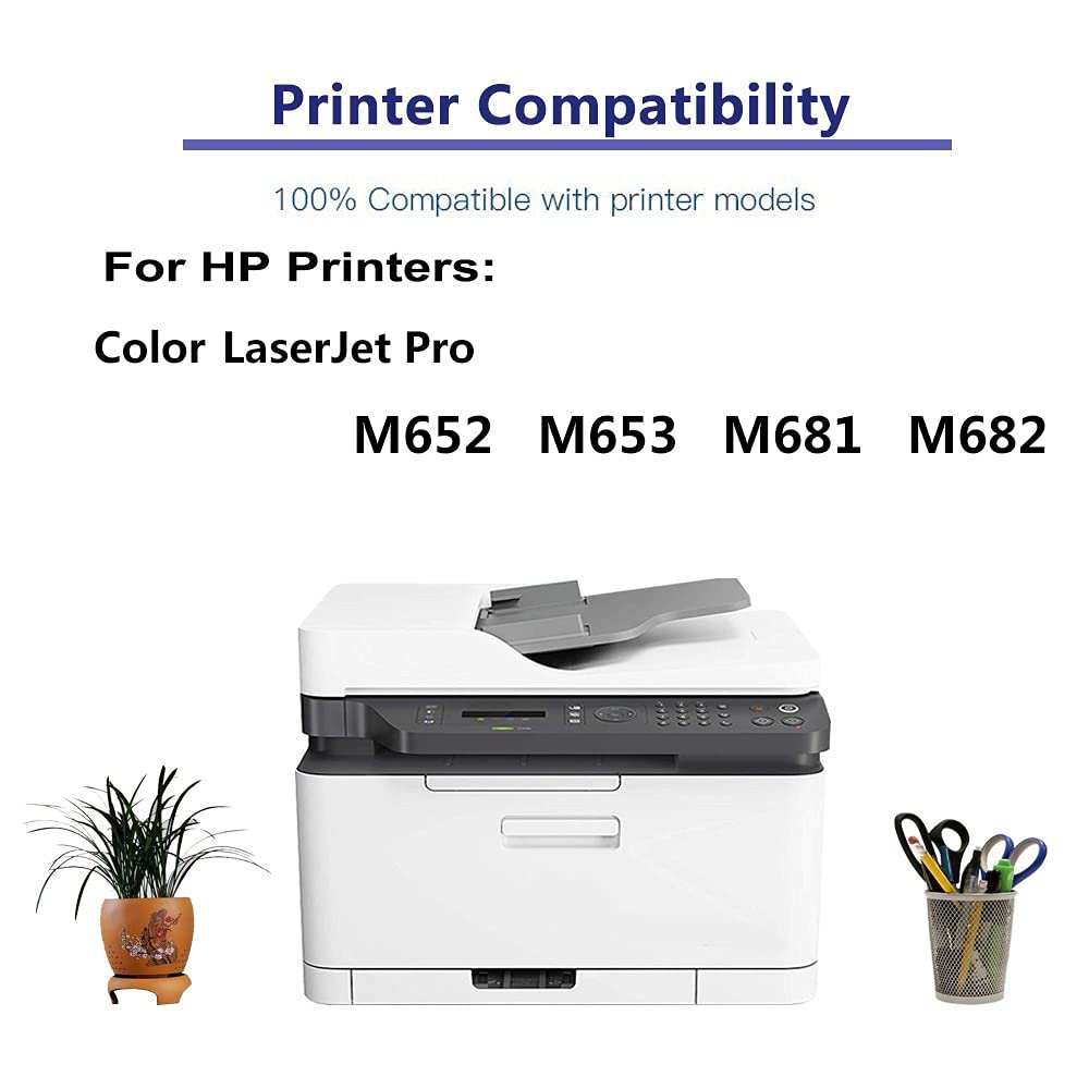 10-Pack (4BK+2C+2Y+2M) High Yield 655A Compatible Toner Cartridge for HP M652 M653 M681 M682 Printers - Replacement for CF450A CF451A CF452A CF453A - Ideal for Office & Home Printing Needs