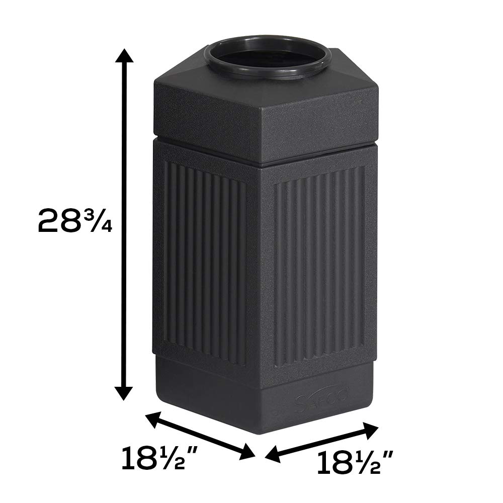 Safco Canmeleon 30-Gallon Heavy-Duty Trash Can - Commercial Grade Indoor/Outdoor Garbage Bin - Weatherproof & Durable Black Waste Container for Office, Restaurant, Park, and Home Use