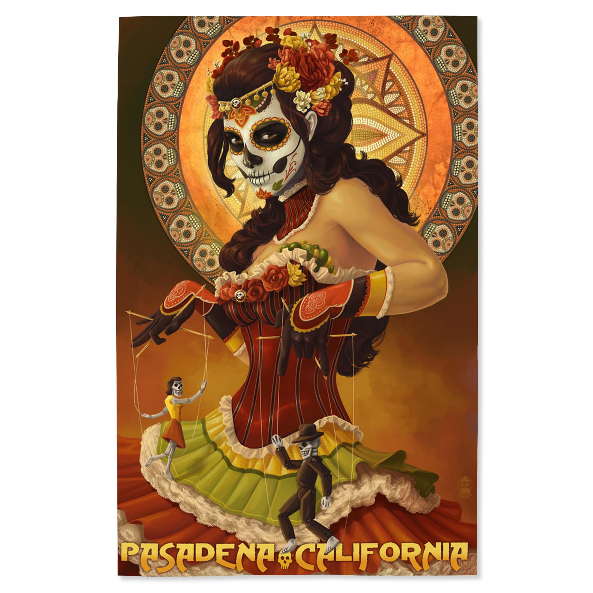 Lantern Press 16x24 Inch Giclee Art Print - Pasadena California Day of the Dead Marionettes Wall Decor | Perfect for Home, Office & Día de Muertos Celebrations