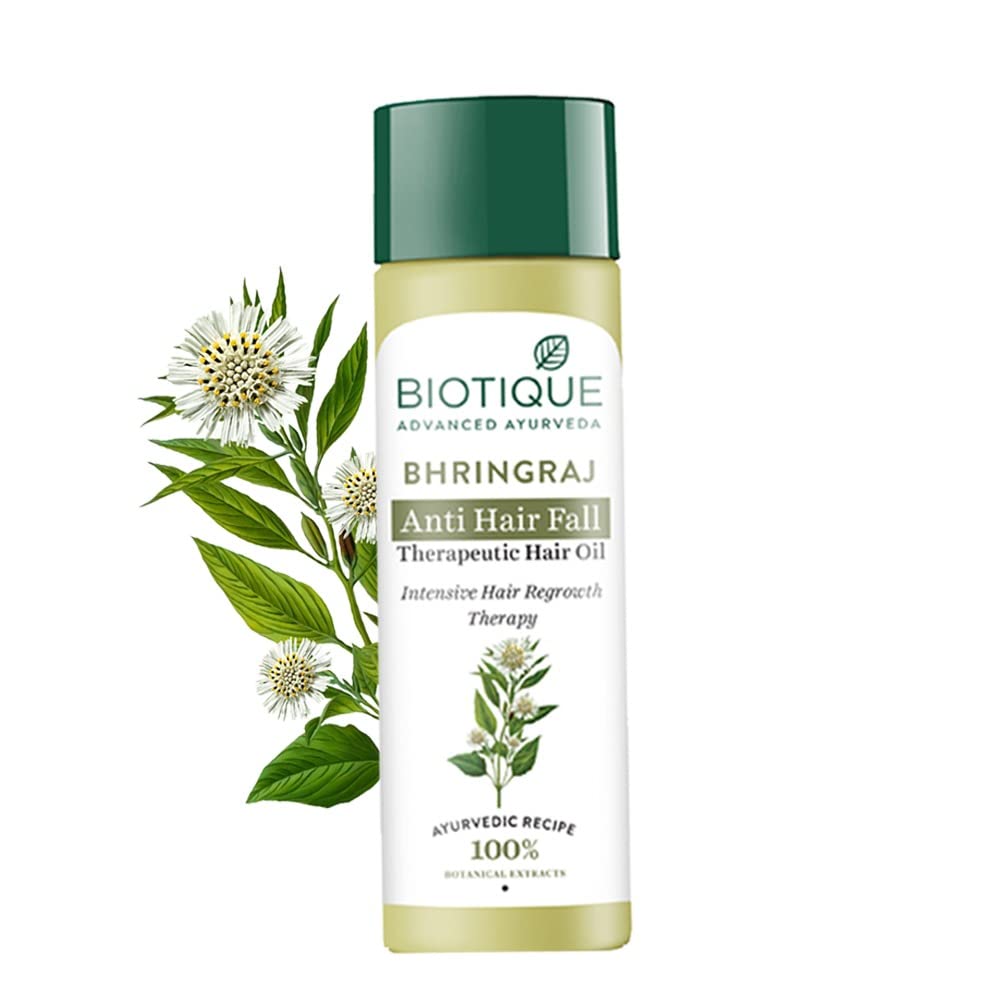 Biotique Bhringraj Therapeutic Hair Oil for Hair Fall Control & Regrowth | Natural Ayurvedic Treatment for Strong, Shiny Hair | Nourishes Hair Follicles | Suitable for All Hair Types | 200ml | Perfect for Daily Hair Care & Scalp Massage