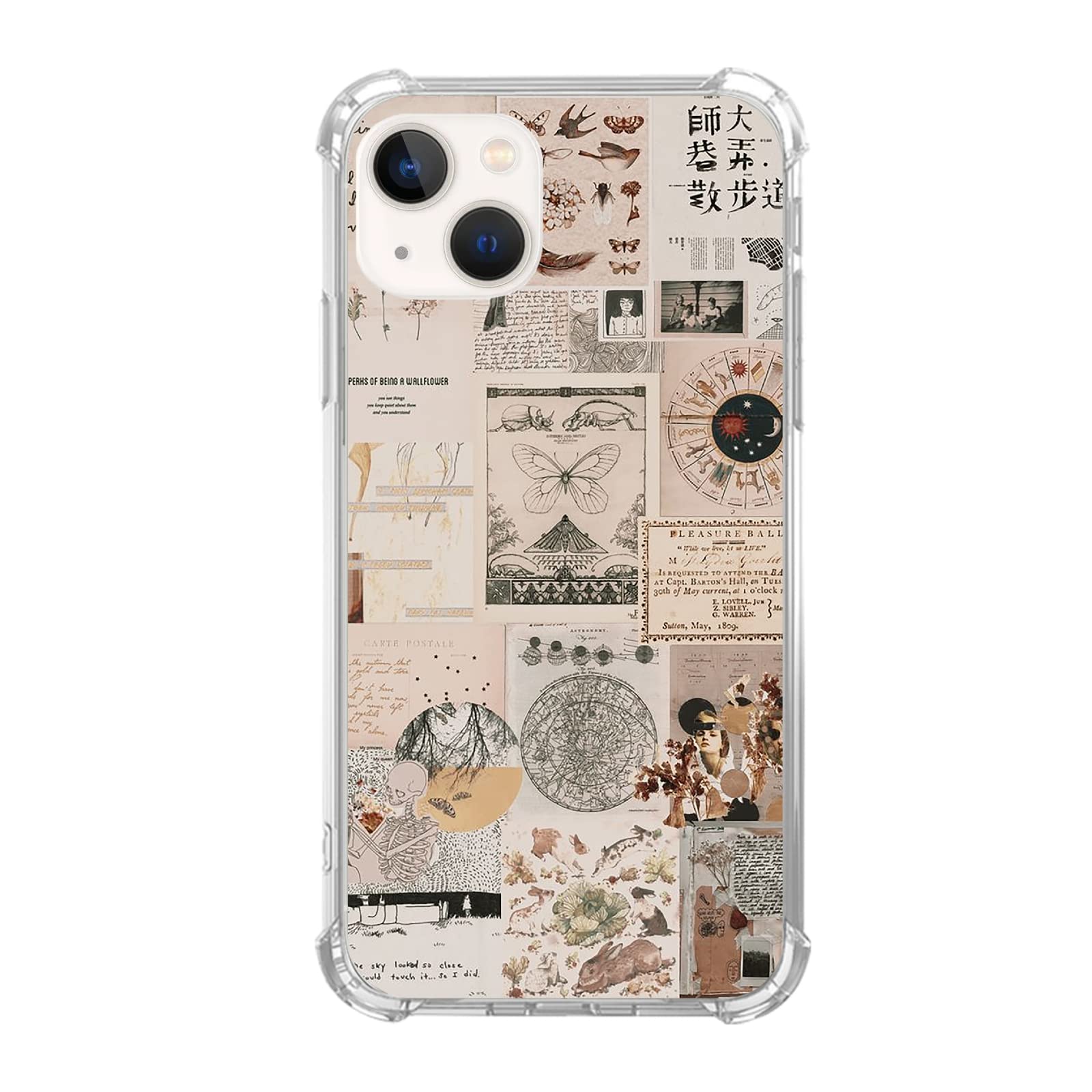 Trendy Retro Vintage Aesthetic Collage Phone Case for iPhone 13 - Artistic TPU Bumper Cover for Women, Men, Girls & Boys | Perfect for Daily Use, Travel & Fashion Accessories