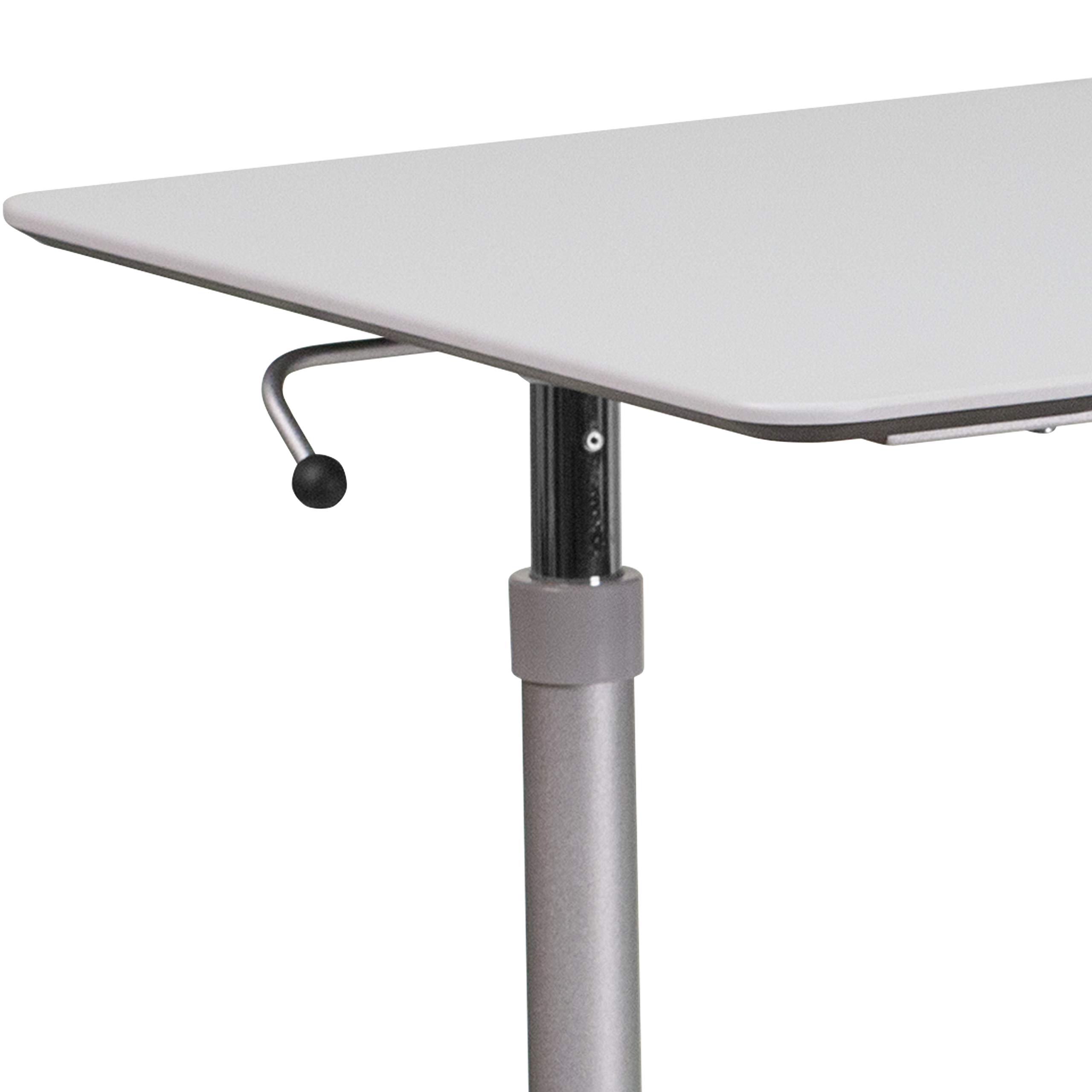 Ergonomic Adjustable Sit Stand Desk - Light Gray Height Adjustable Computer Workstation for Home & Office - Perfect for Remote Work, Gaming & Study
