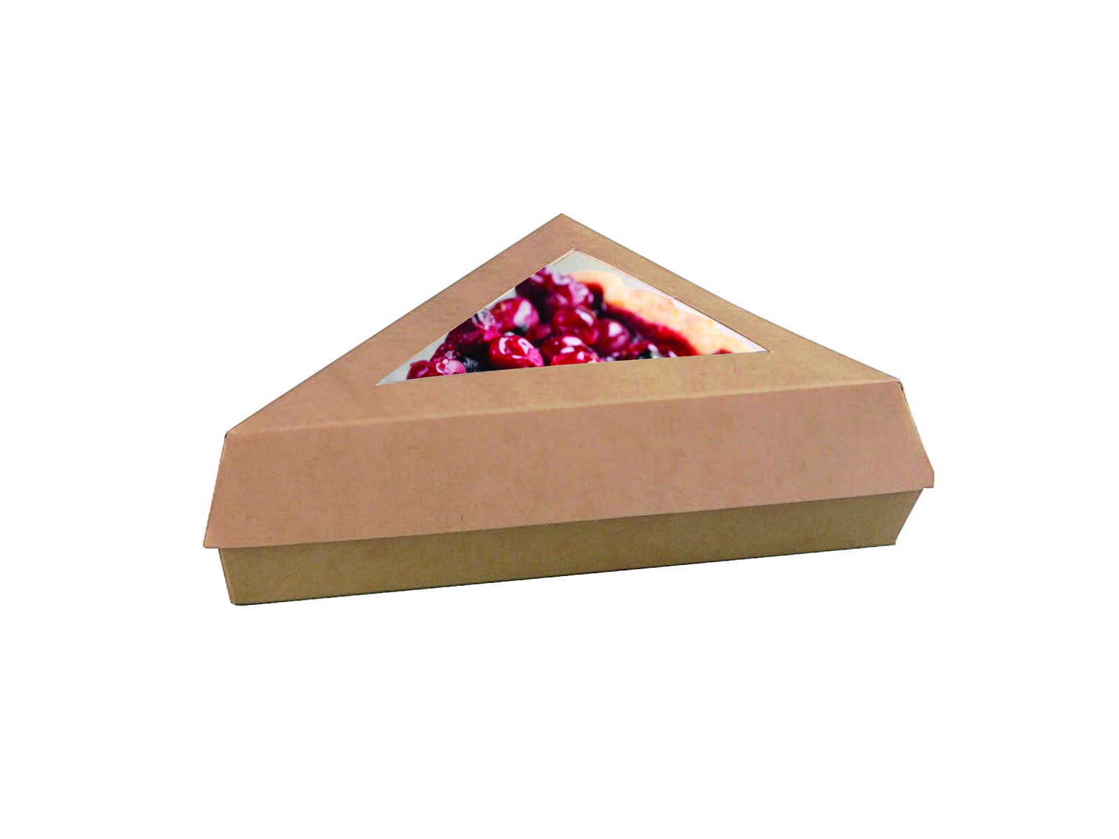 PacknWood 209PATTRIBR - Eco-Friendly Kraft Cake Slice Box with Clear Window - 6.6