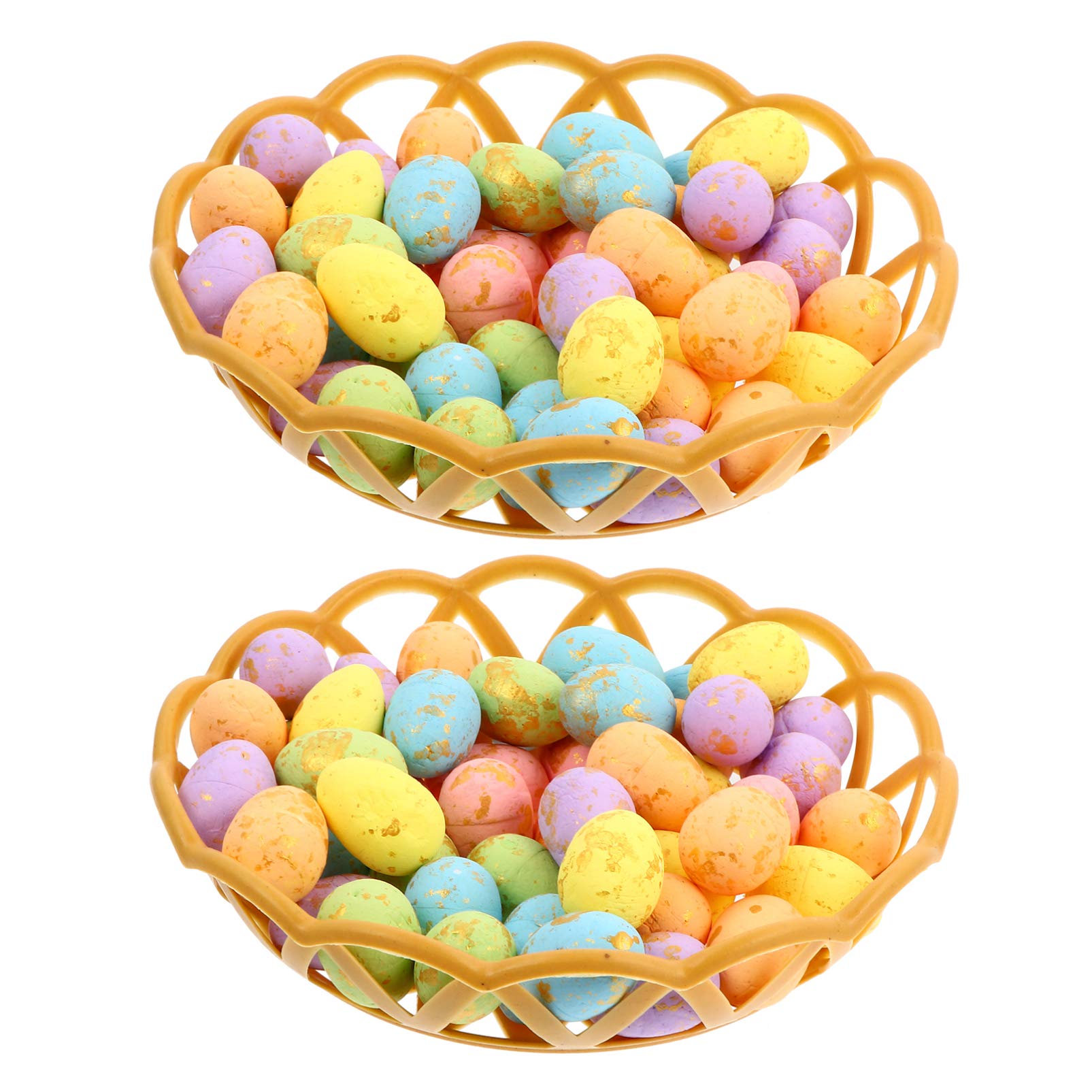 100PCS Artificial Foam Easter Eggs - DIY Bird Nest Simulation Eggs for Easter Decorations, Party Favors, and Spring Crafts - Includes 2 Decorative Plates