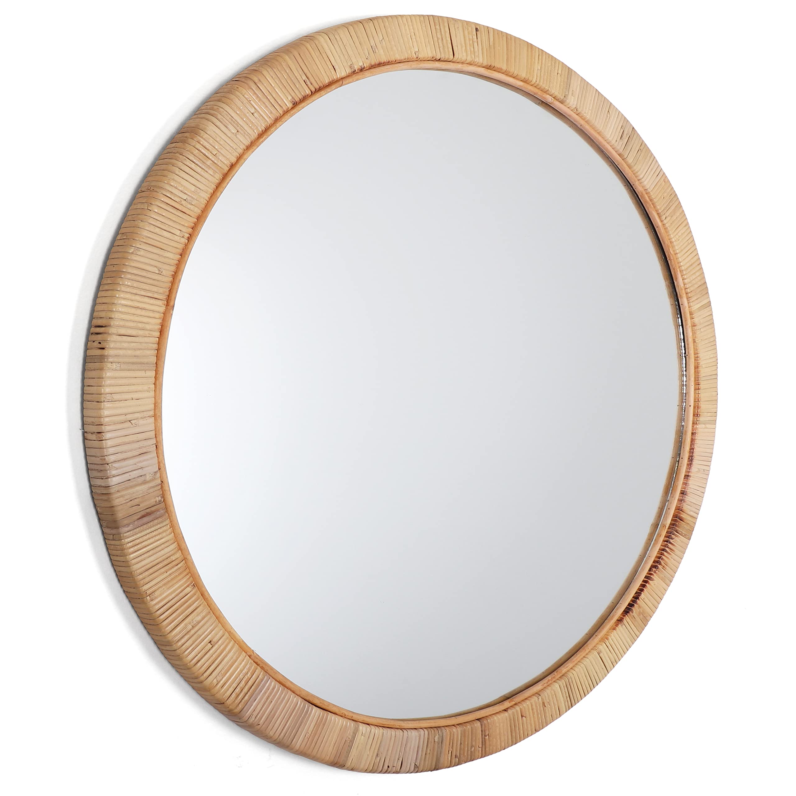 Boho Round Rattan Mirror 30