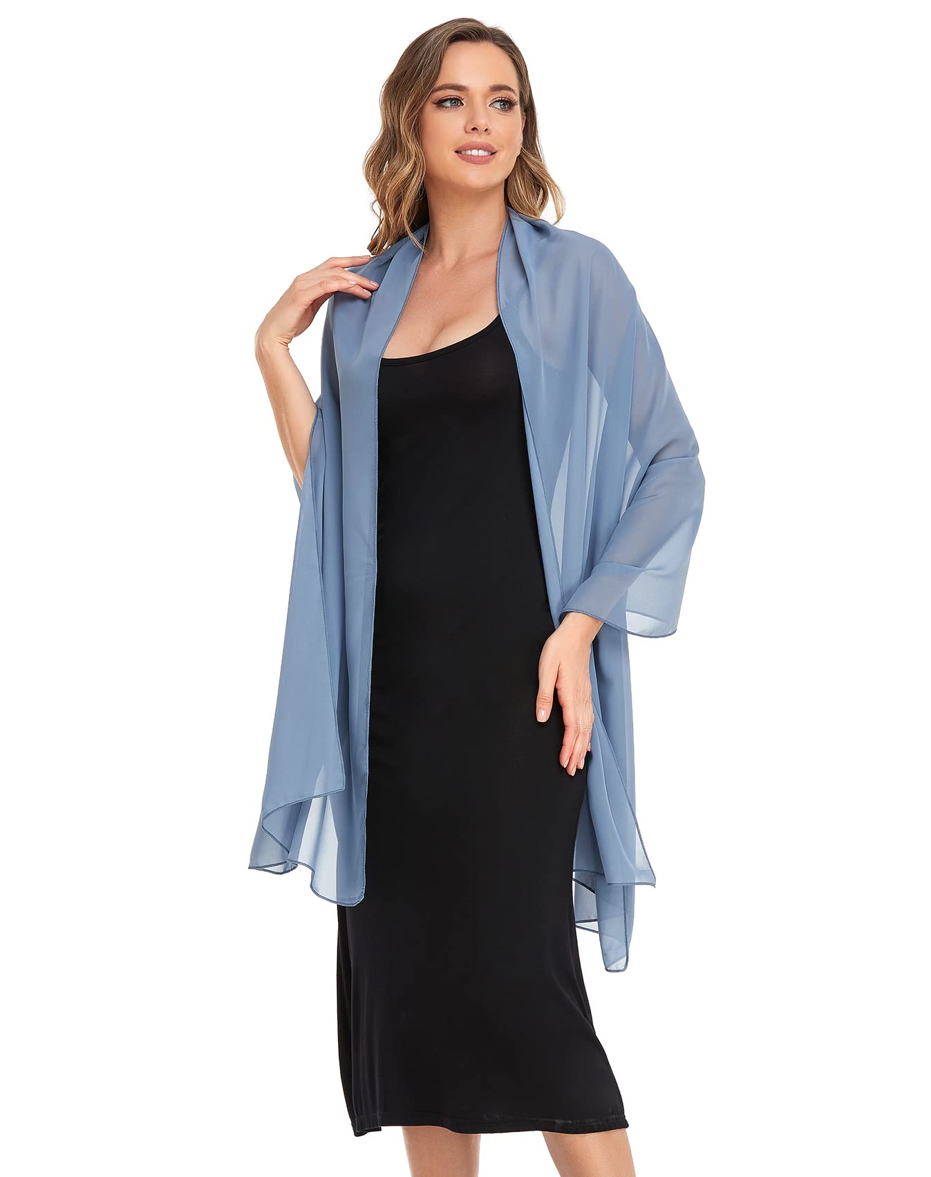 Elegant Soft Silky Chiffon Shawls & Wraps for Women - Sheer Bridal Scarf for Wedding, Evening Dresses & Special Occasions