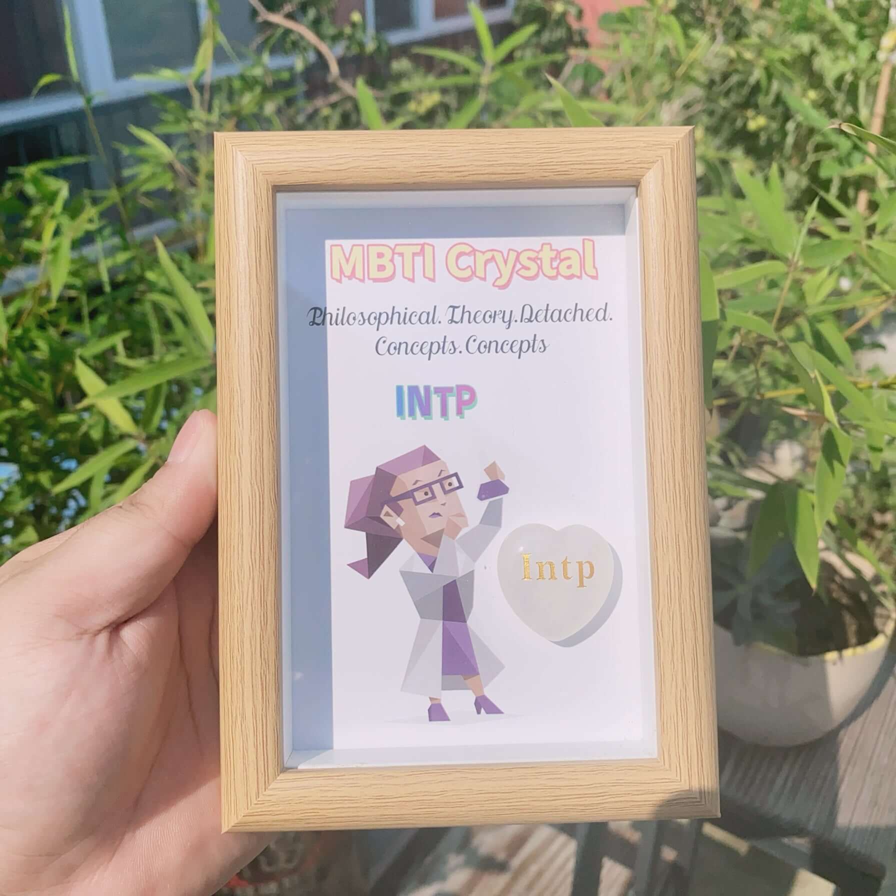MBTI Personality Crystal Frame - Spiritual Healing Gift for Self-Care & Meditation | Perfect for Office Desk Decor, Yoga Room, and Mindfulness Practice (KV001)