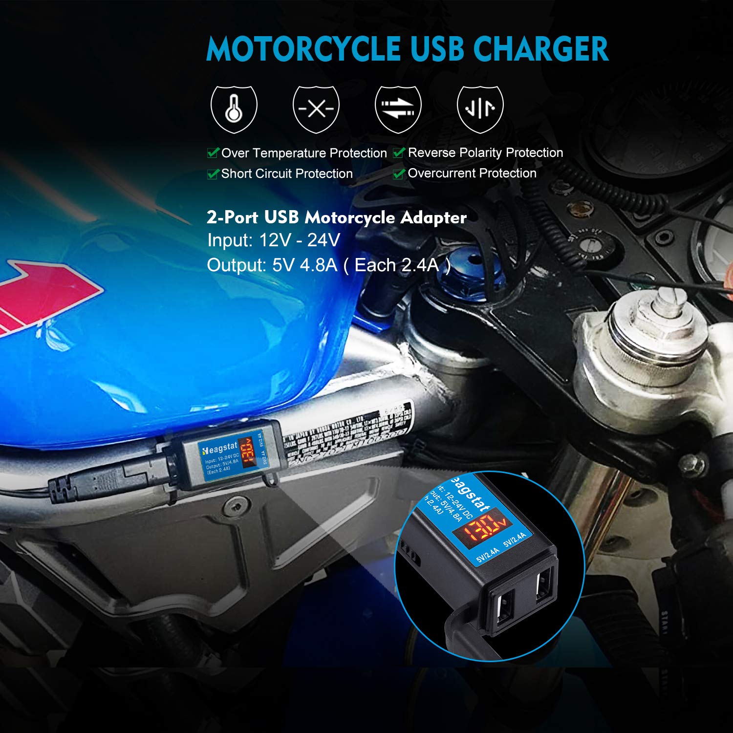 Motorcycle SAE to USB Power Adapter - Dual Port Charger for GPS, Smartphone, MP3 & Action Camera | Perfect for Road Trips & Motorcycle Tours