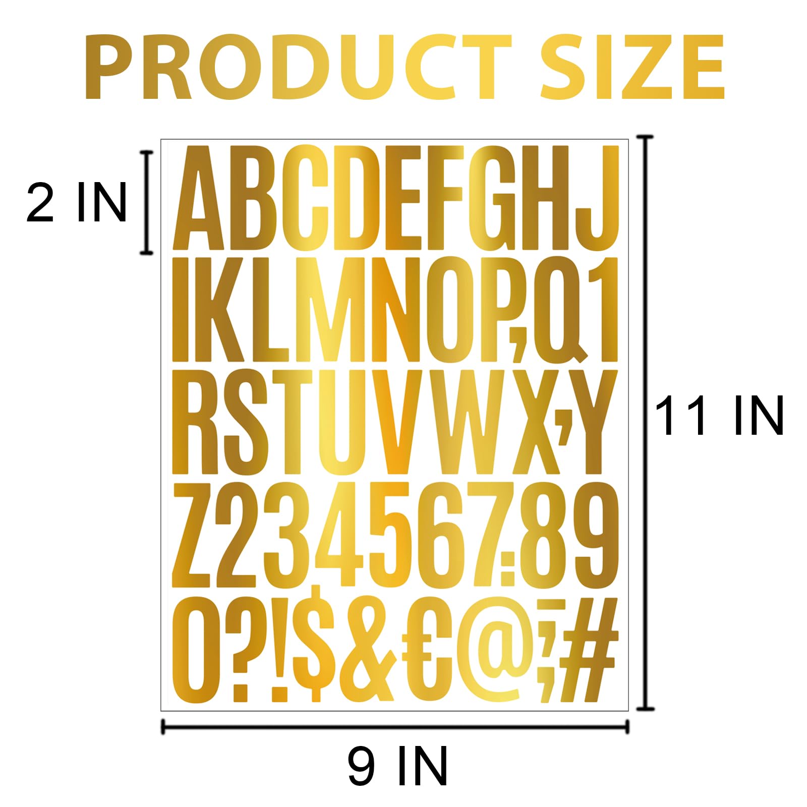 500 Pcs 2 Inch Gold Alphabet Stickers - 10 Sheets Large Self-Adhesive Vinyl Letter Stickers for School Projects, Classroom Bulletin Boards, Kids Crafts, Mailbox Decor & DIY Scrapbooking - Perfect for Teachers, Students and Craft Enthusiasts