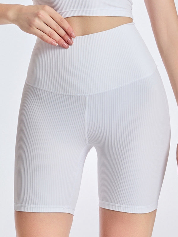 ZASUWA Women's High Waisted Ribbed Scrunch Butt Lifting Gym Shorts - Workout, Running, Yoga & Lounge Wear