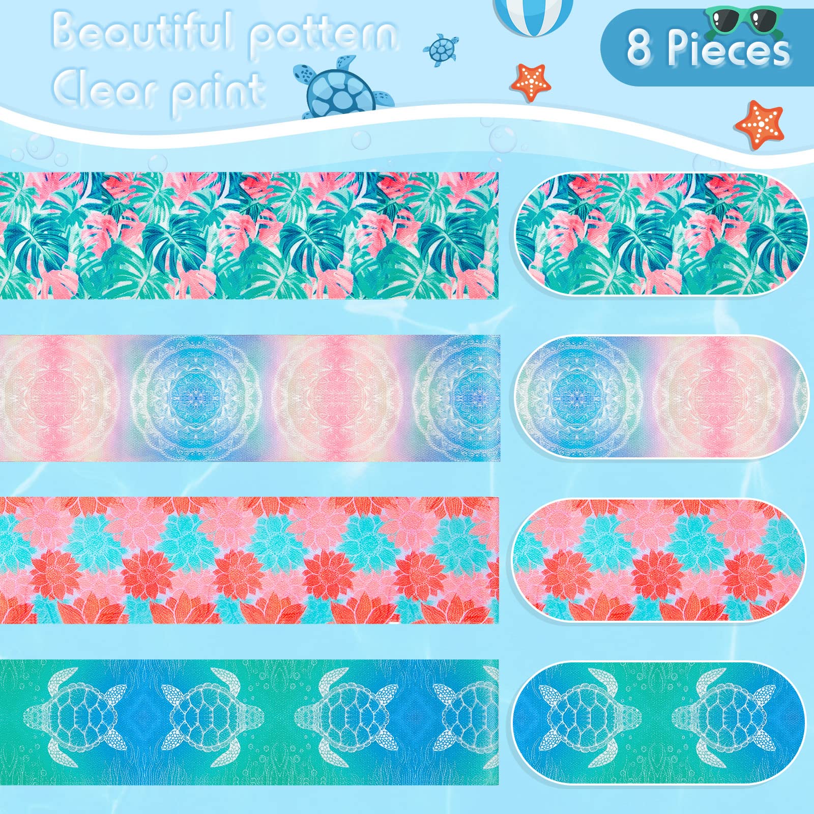 8 Pack Large Elastic Towel Bands for Beach Chairs - 15.75