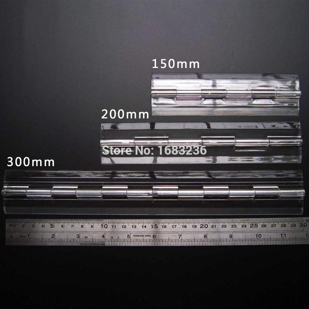 Clear Transparent Plastic Cabinet Hinges 2Pcs 300mm - Piano Hinge for Plexiglass Box, DIY Furniture & Display Cases - Durable & Smooth Opening for Home, Office & Retail Use