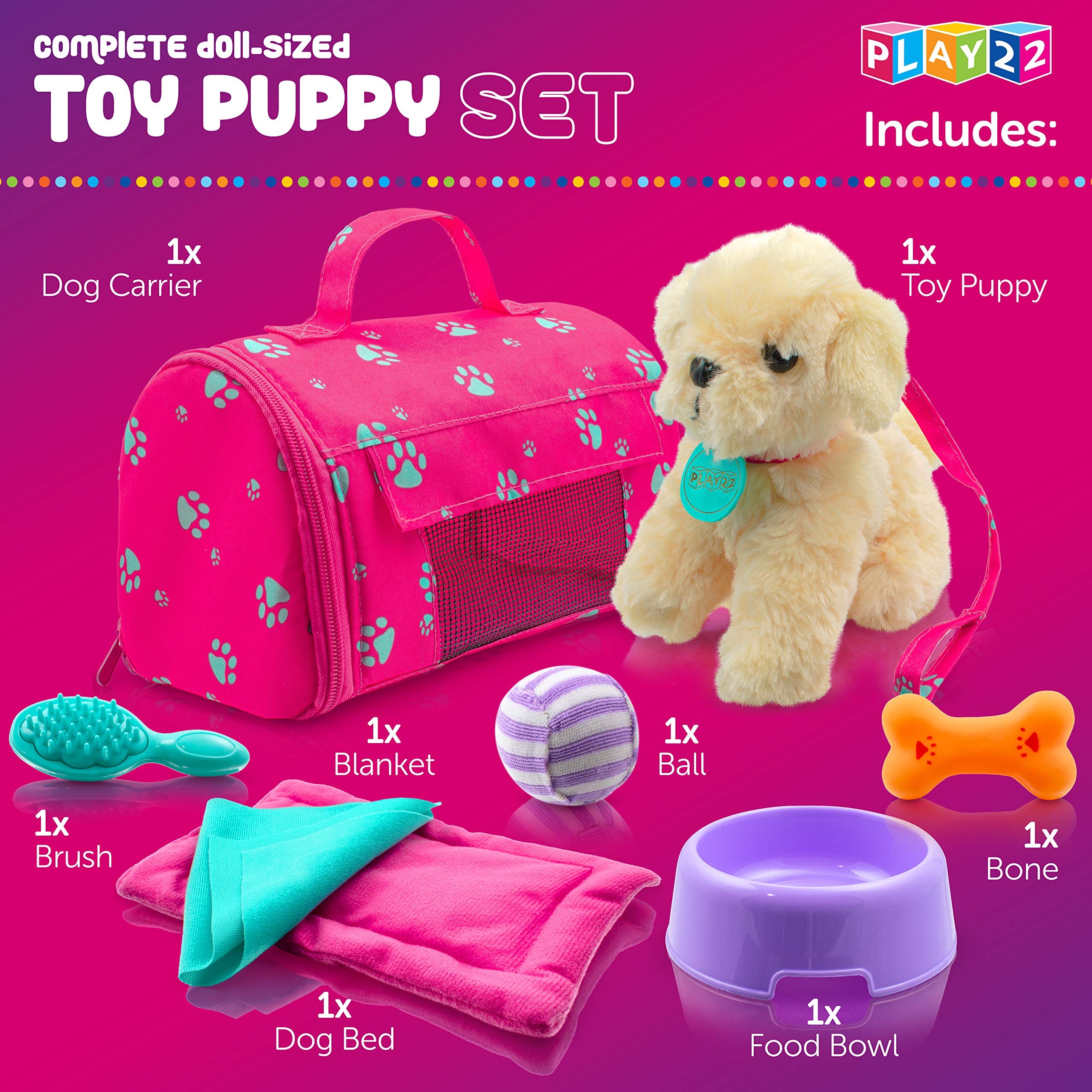 Play22 Plush Puppy Doll Set - 9PCS Kids Toys for 18