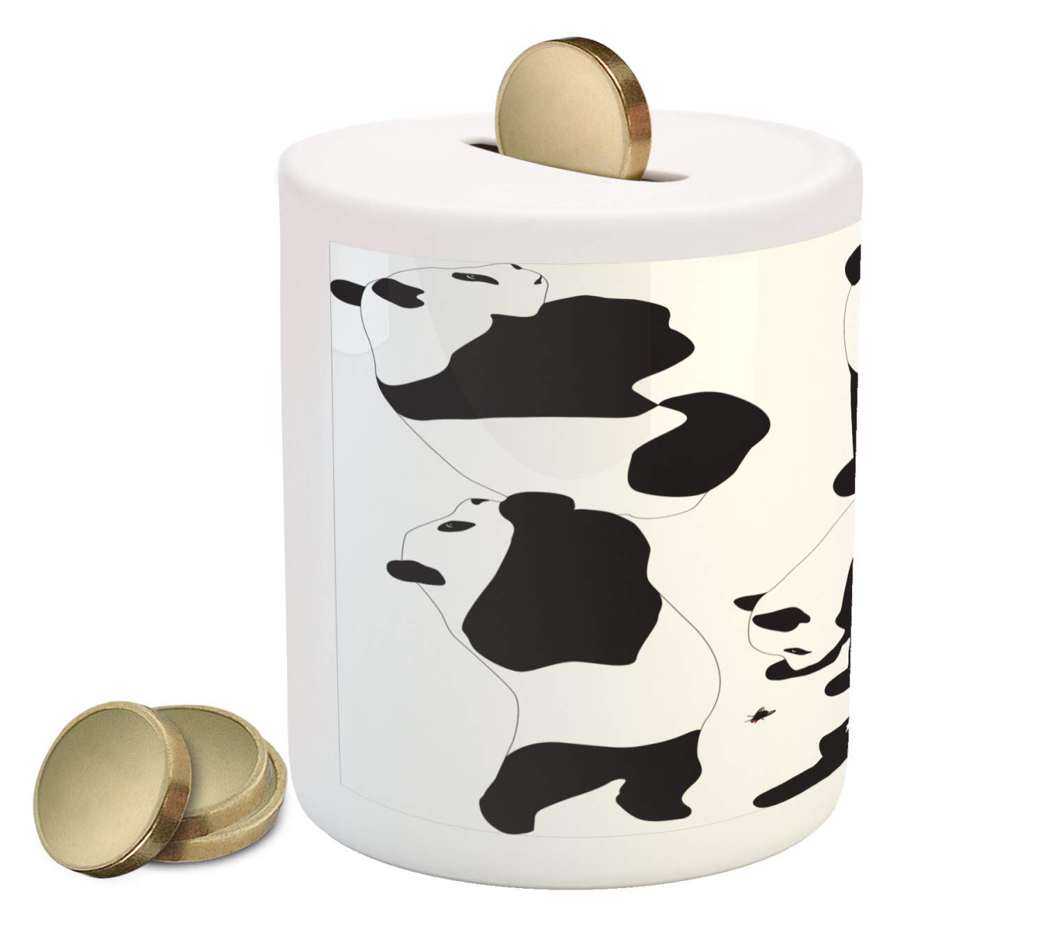 Ambesonne Ceramic Piggy Bank with Cute Panda Design - 3.6