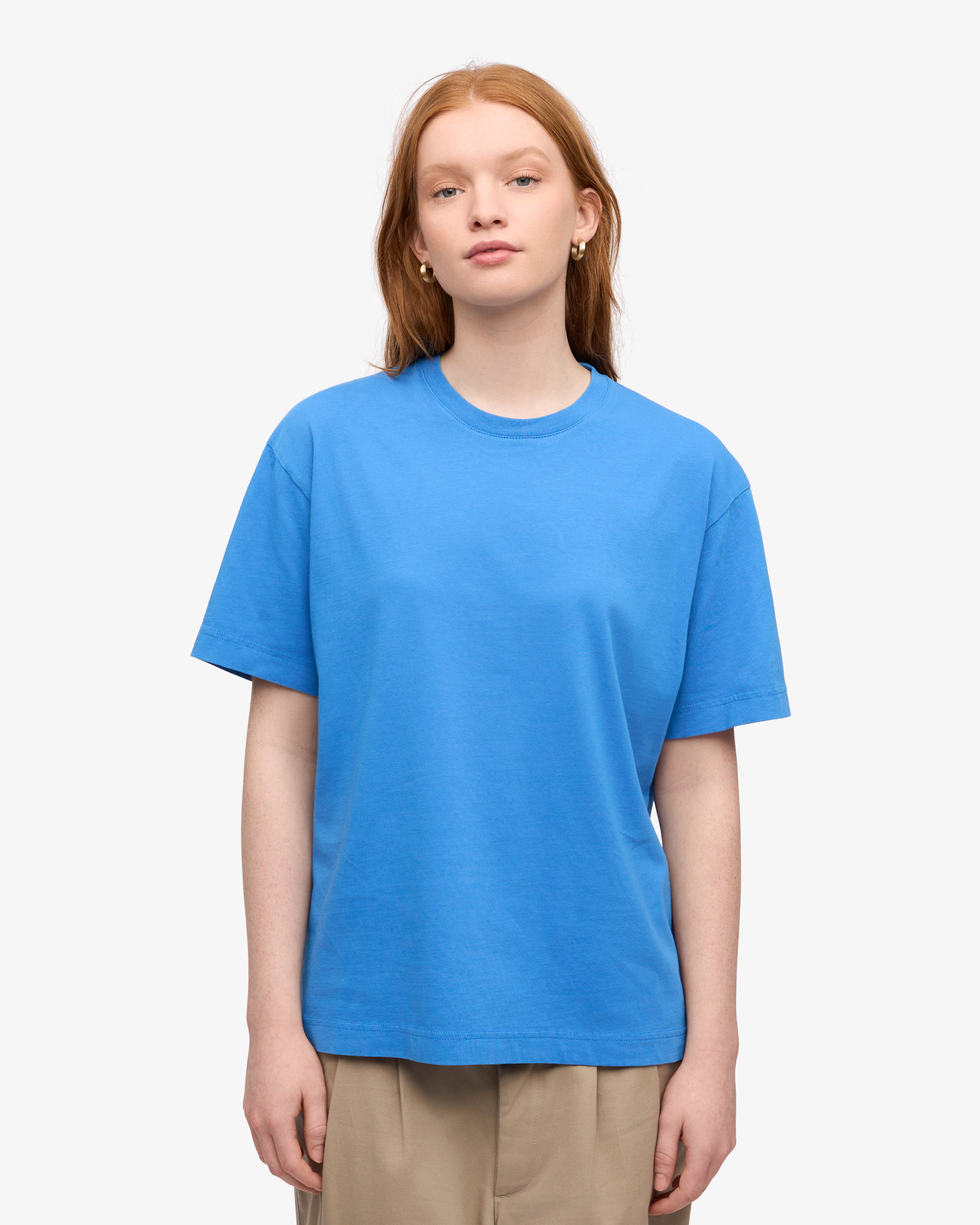 Oversized Organic Cotton T-Shirt for Women - Soft & Comfortable Pacific Blue Tee - Perfect for Casual Wear, Loungewear & Everyday Outfits