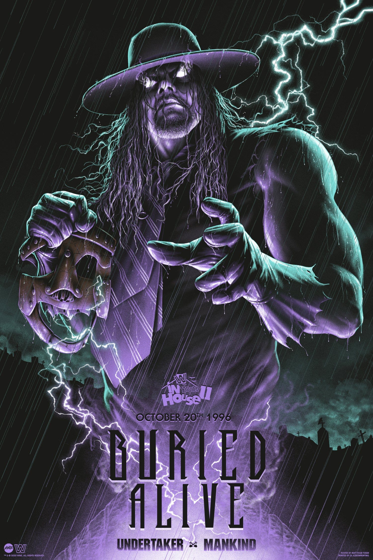 Undertaker vs. Mankind WWE Wrestling Poster - Classic Buried Alive Match Collectible - Perfect for Man Cave, Sports Bar & Wrestling Fan Decor