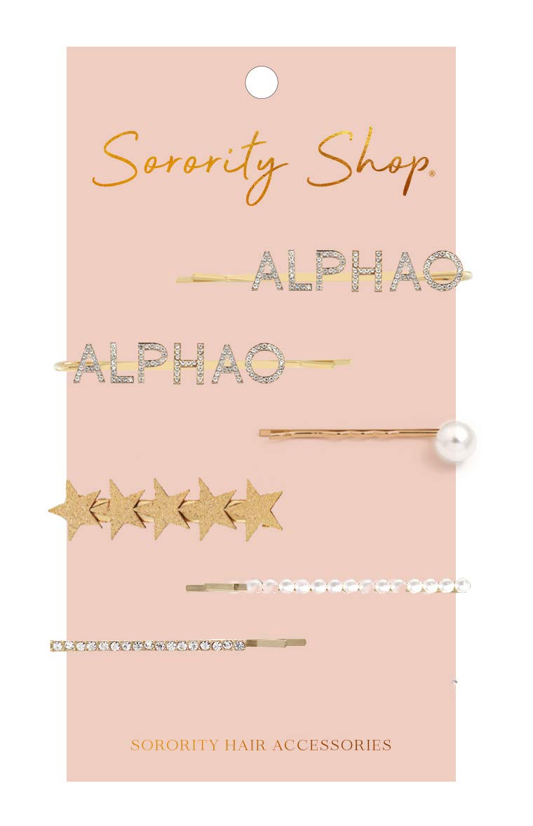Alpha Omicron Pi Sorority Hair Clips - 6 Pack Hair Barrettes for Women - Perfect for Greek Life, College Events & Sorority Sisterhood Gifts