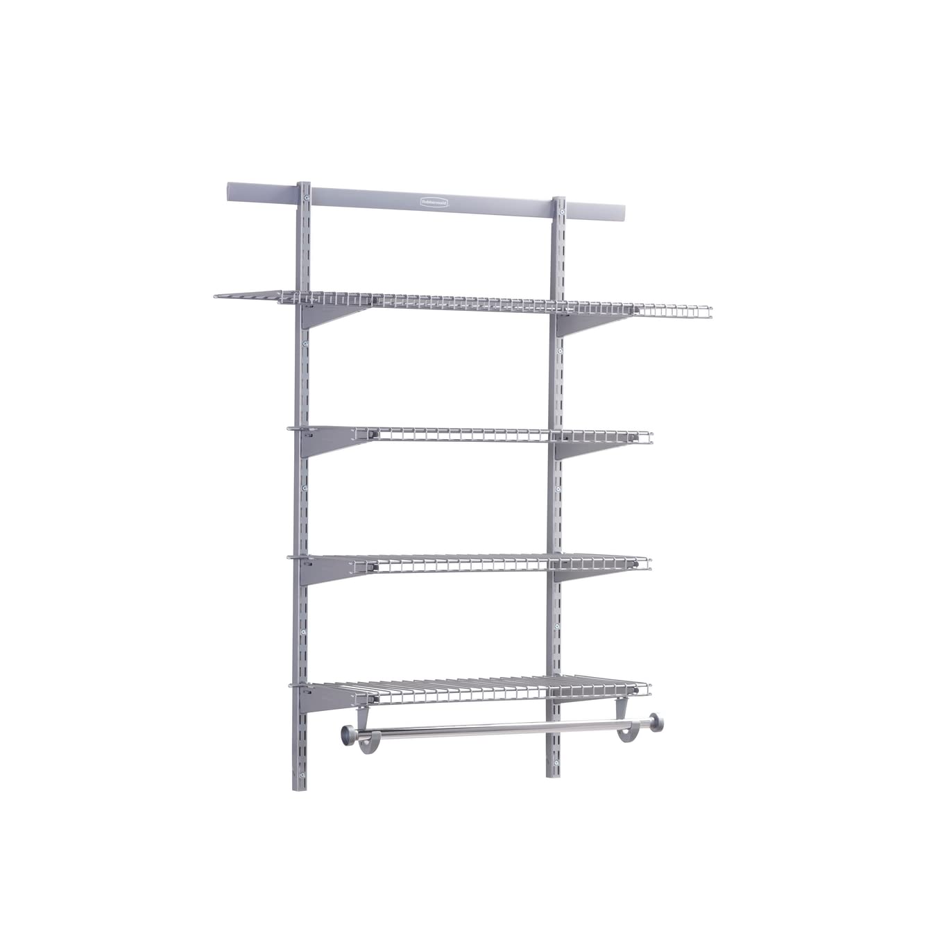 Rubbermaid Configurations Deluxe Custom Closet Kit - 3-6 Ft Adjustable Metal Wire Shelving System with Titanium Finish | Expandable Storage Organizer for Home Closet, Pantry, Laundry & Mudroom | Easy Installation with Included Hardware | Perfect for Bedroom, Garage & Basement Organization
