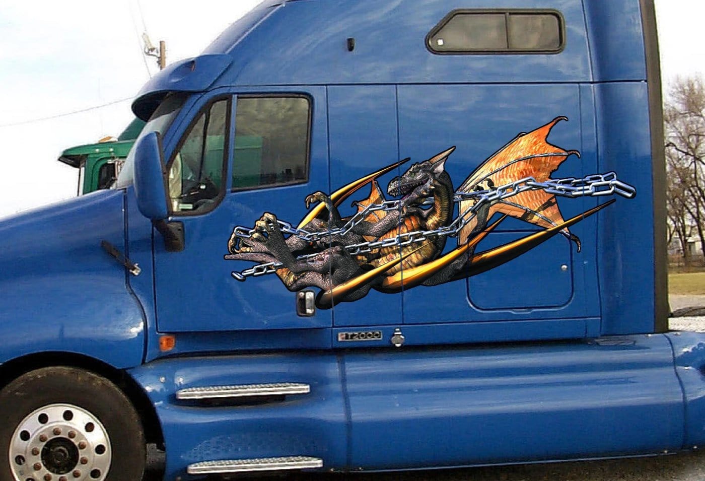 Chained Dragon Large Side Decals for Semi Trucks & Trailers - Durable Vinyl Stickers for Truck Customization & Road Warrior Aesthetics