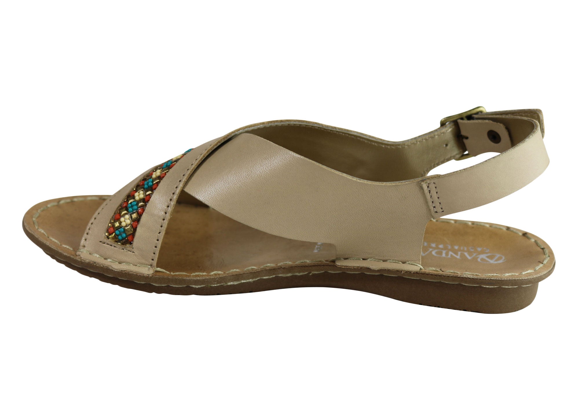 Andacco Veronique Women's Comfort Flat Leather Sandals - Handmade in Brazil - Perfect for Summer, Beach & Casual Outings