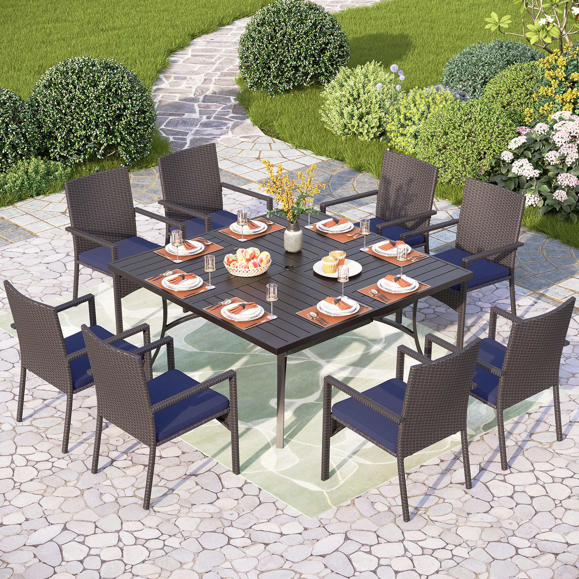 PHI VILLA 2-Piece Patio Furniture Set - Modern Outdoor Wicker Chairs with Removable Cushions, PE Rattan Armchairs for Deck, Porch, Balcony - Perfect for Backyard Relaxation and Garden Lounging