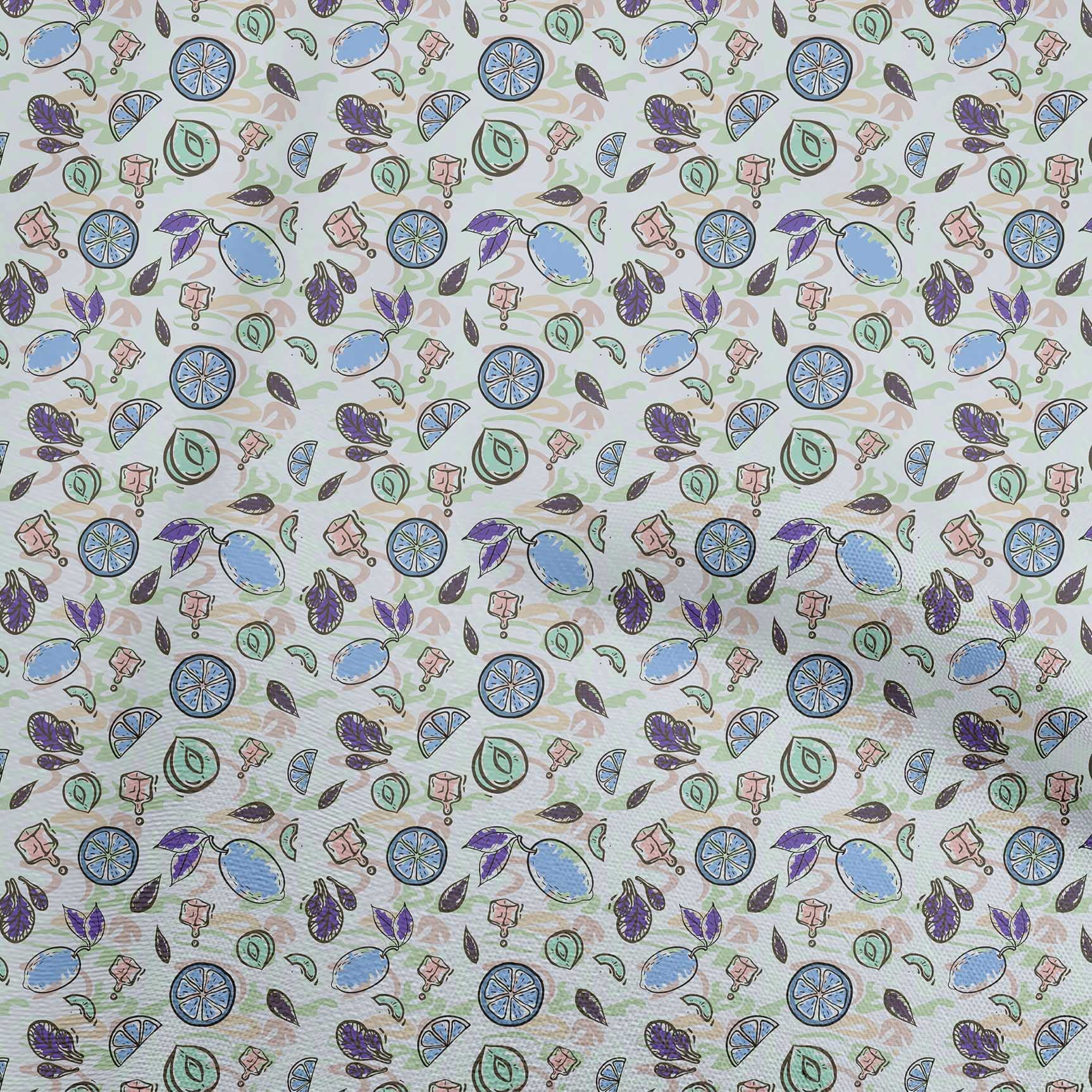 oneOone Georgette Viscose Sky Blue Fruit Print Fabric - 42 Inch Wide Sewing Material by The Yard | Perfect for Dresses, Scarves & Home Decor Projects