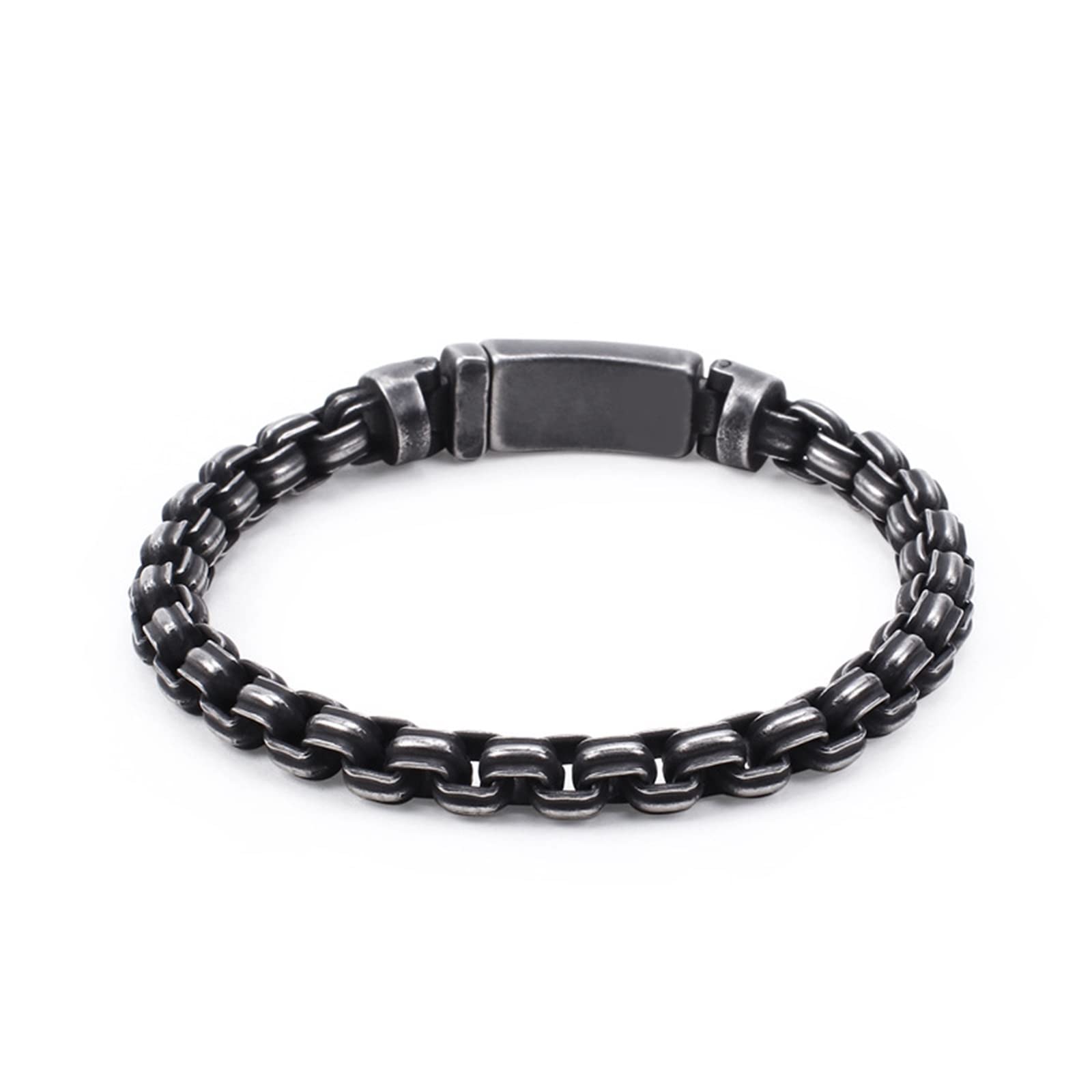 Gualiy Men's Stainless Steel Bracelet - 8MM Double Cable Chain Vintage Jewelry for Men (22CM) - Perfect for Casual Wear, Gifts & Special Occasions