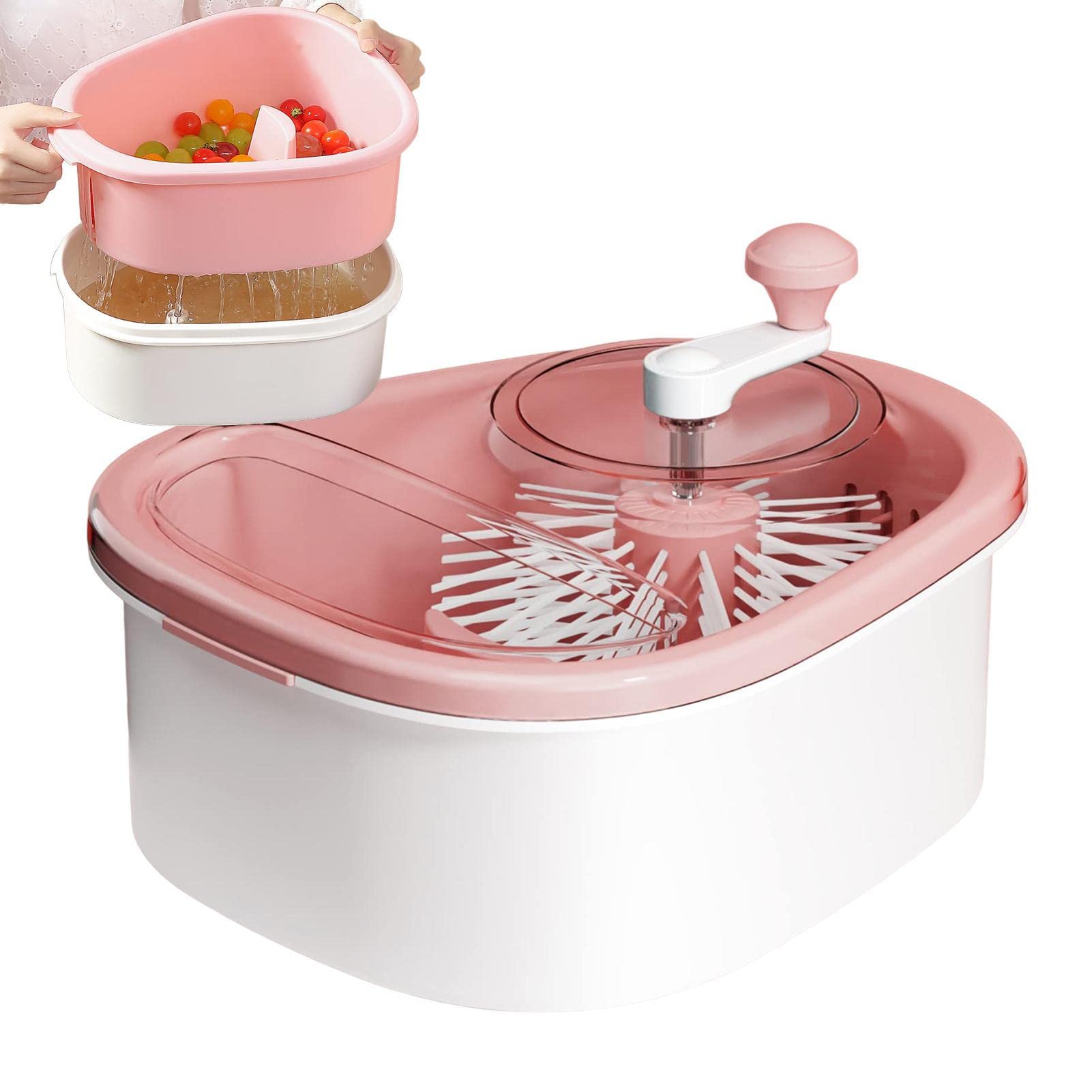 720° Rotating Fruit and Vegetable Washing Strainer Bowl with Full-Sided Spin Brush - Kitchen Essential for Cleaning Berries, Grapes, and Leafy Greens - Perfect for Meal Prep and Healthy Snacks