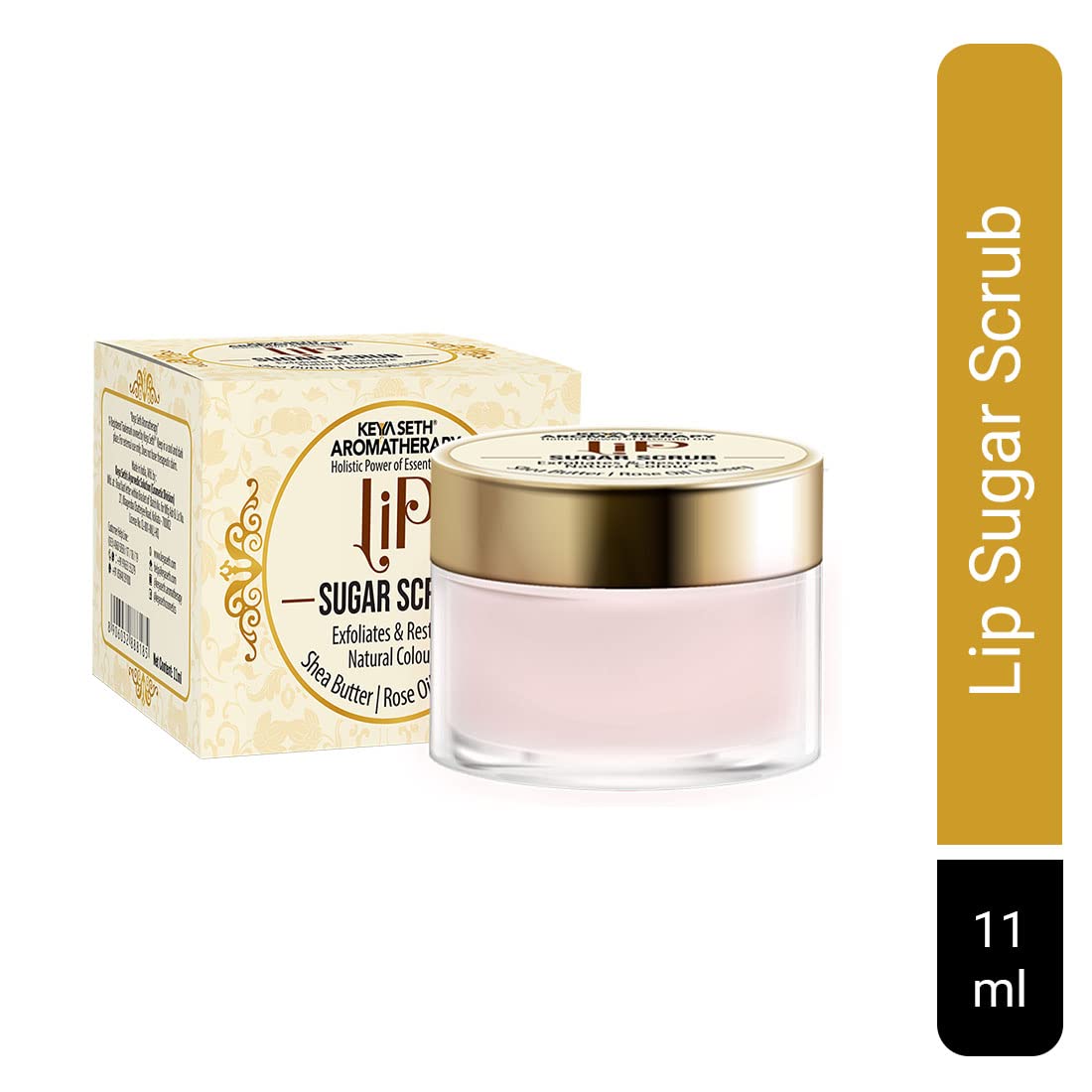Keya Seth Aromatherapy Lip Sugar Scrub with Shea Butter, Rose Oil & Honey - Gentle Exfoliation & Natural Lip Color Restoration for Men & Women - 11ml - Perfect for Dry Lips & Pre-Makeup Prep