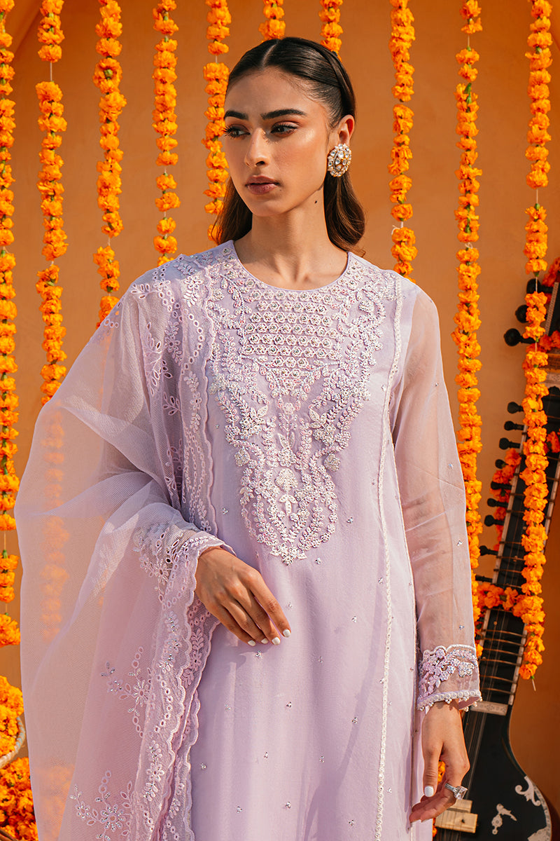 Lilac Whisper 2-Piece Organza Embroidered Suit Set for Women | Elegant Formal Wear for Weddings, Parties & Special Occasions